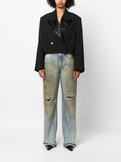 Acne Studios ripped-detailing wide-leg jeans outlook