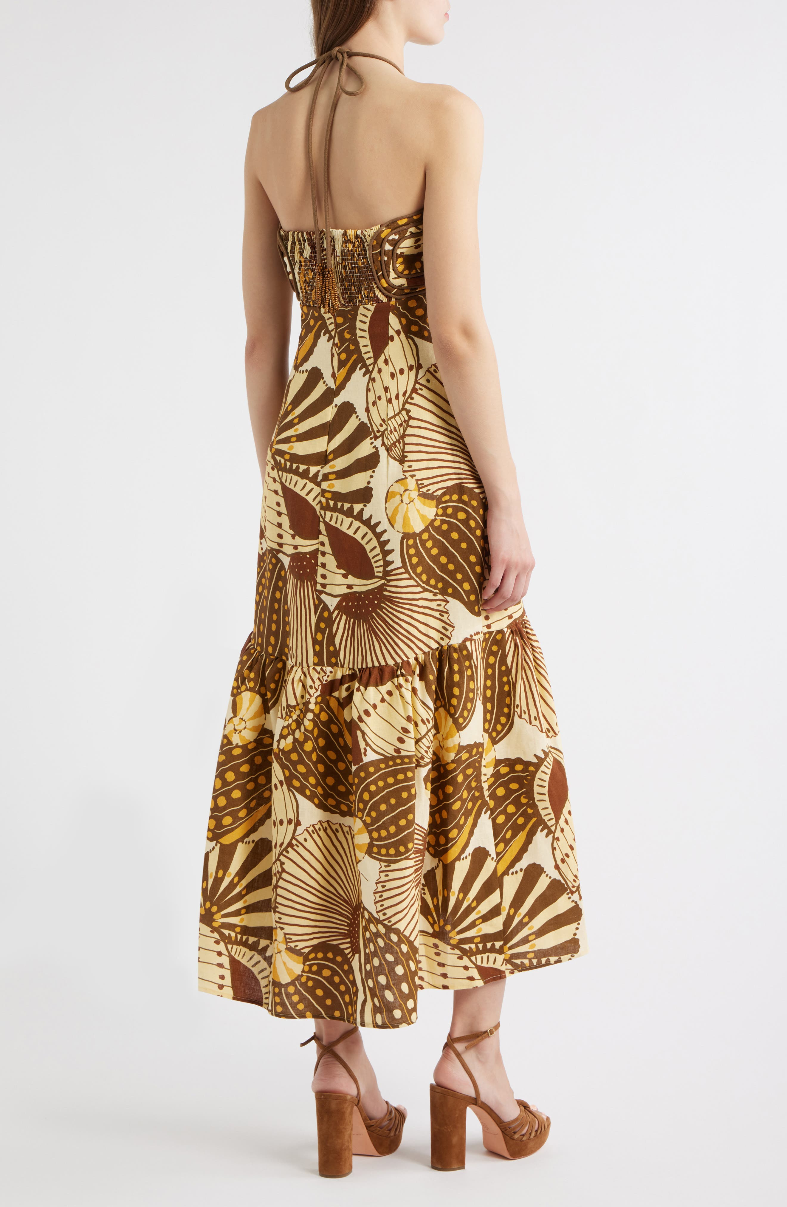 FARM Rio Shell Mix Sand Linen Dress in Caramel at Nordstrom - 2