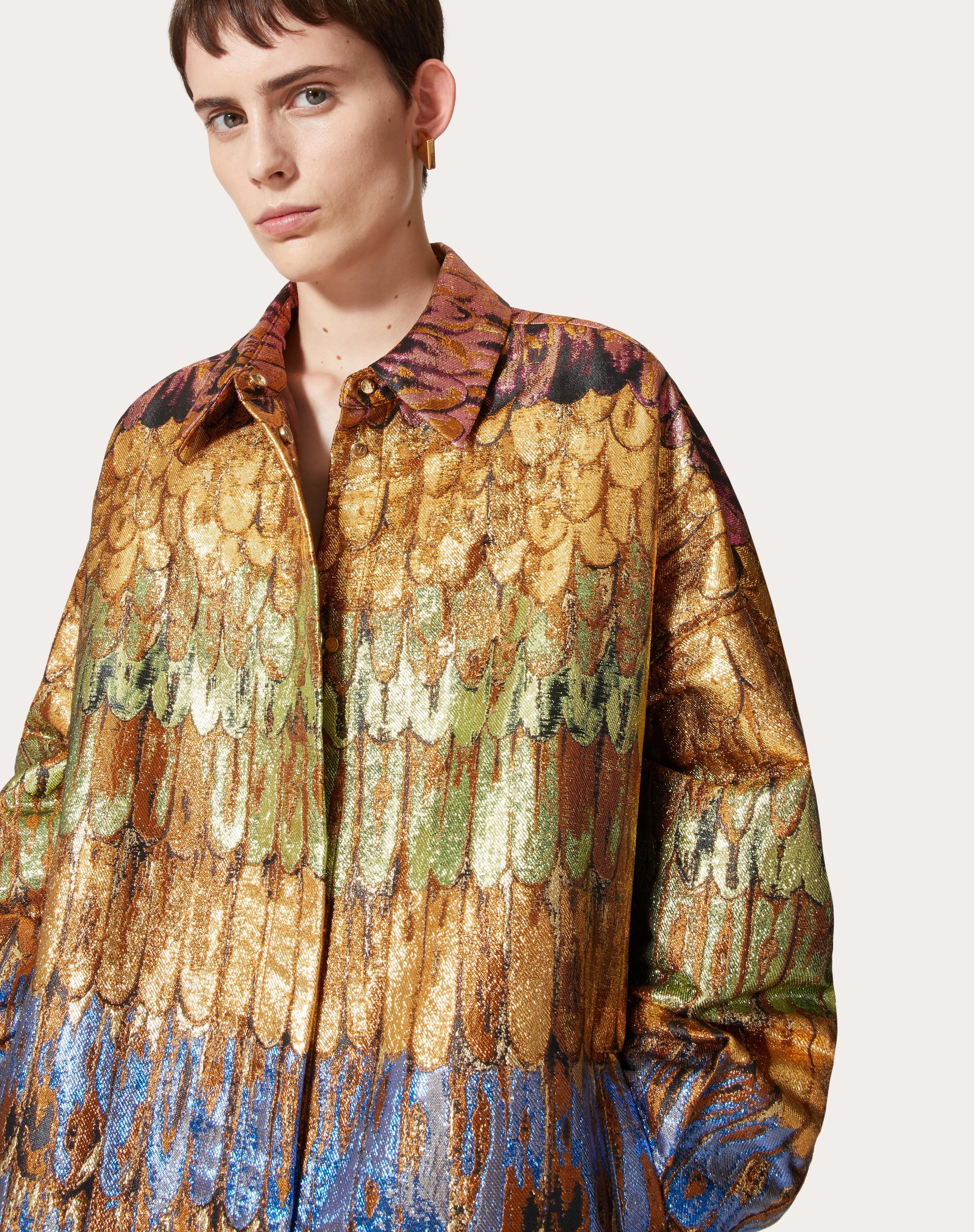 VALENTINO GOLDEN WINGS MULTICOLOR BROCADE OVERSHIRT - 5