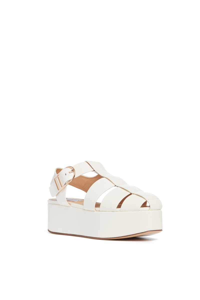 Mila Plateau Sandal in Cream Leather 2
