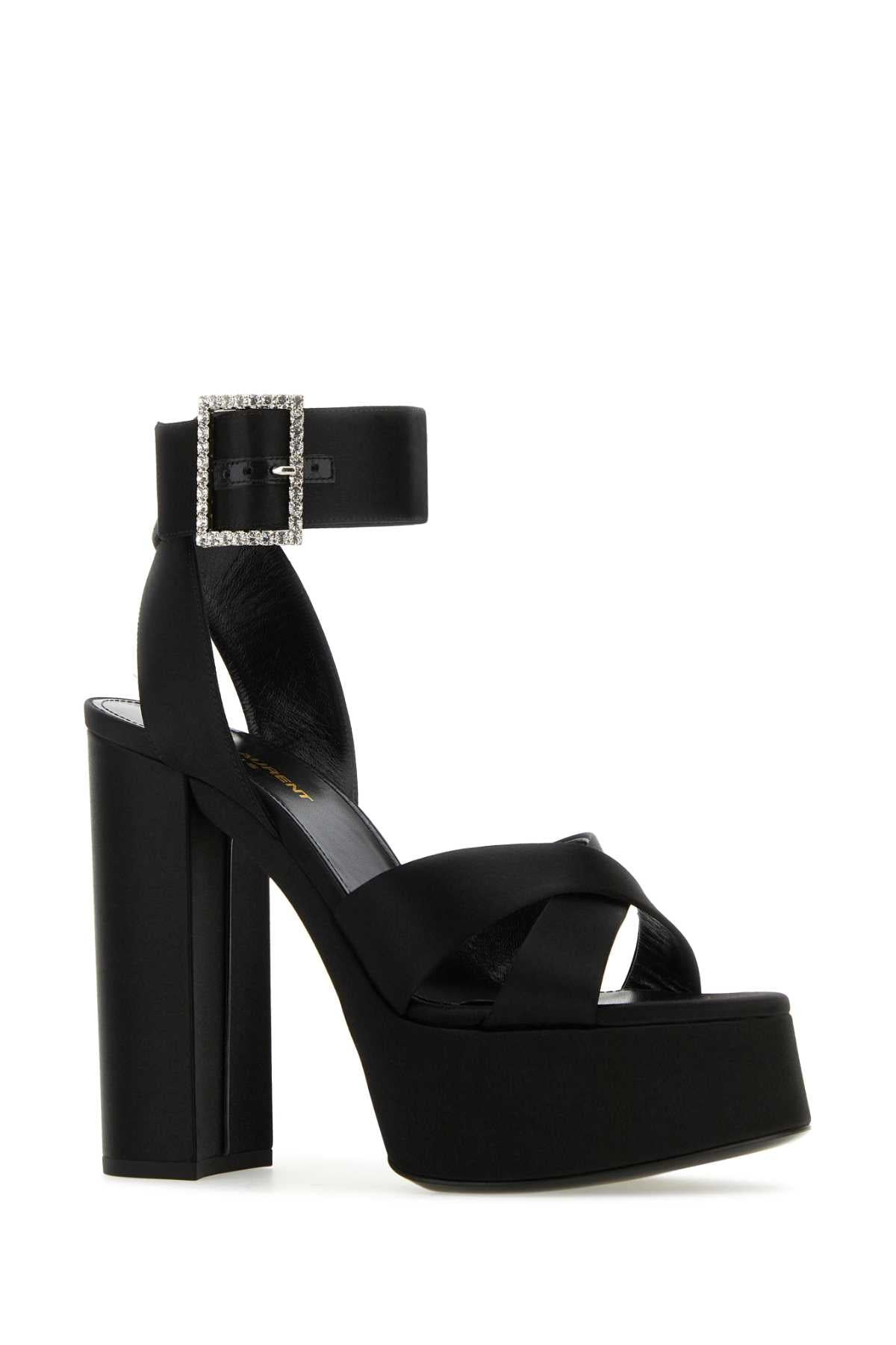 Saint Laurent Women Black Satin Bianca Sandals - 2