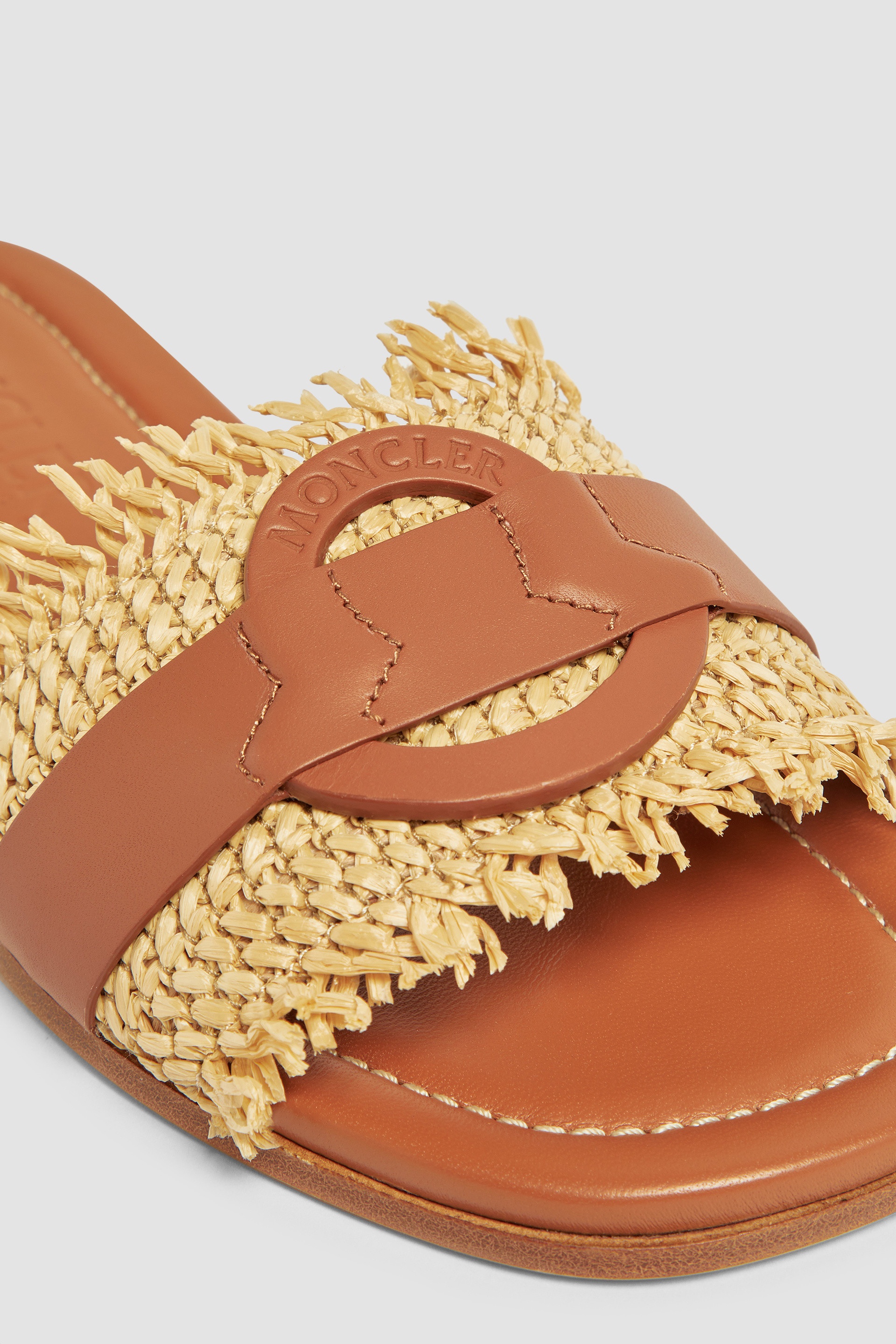 Moncler Bell Raffia & Leather Slides | moncler | REVERSIBLE