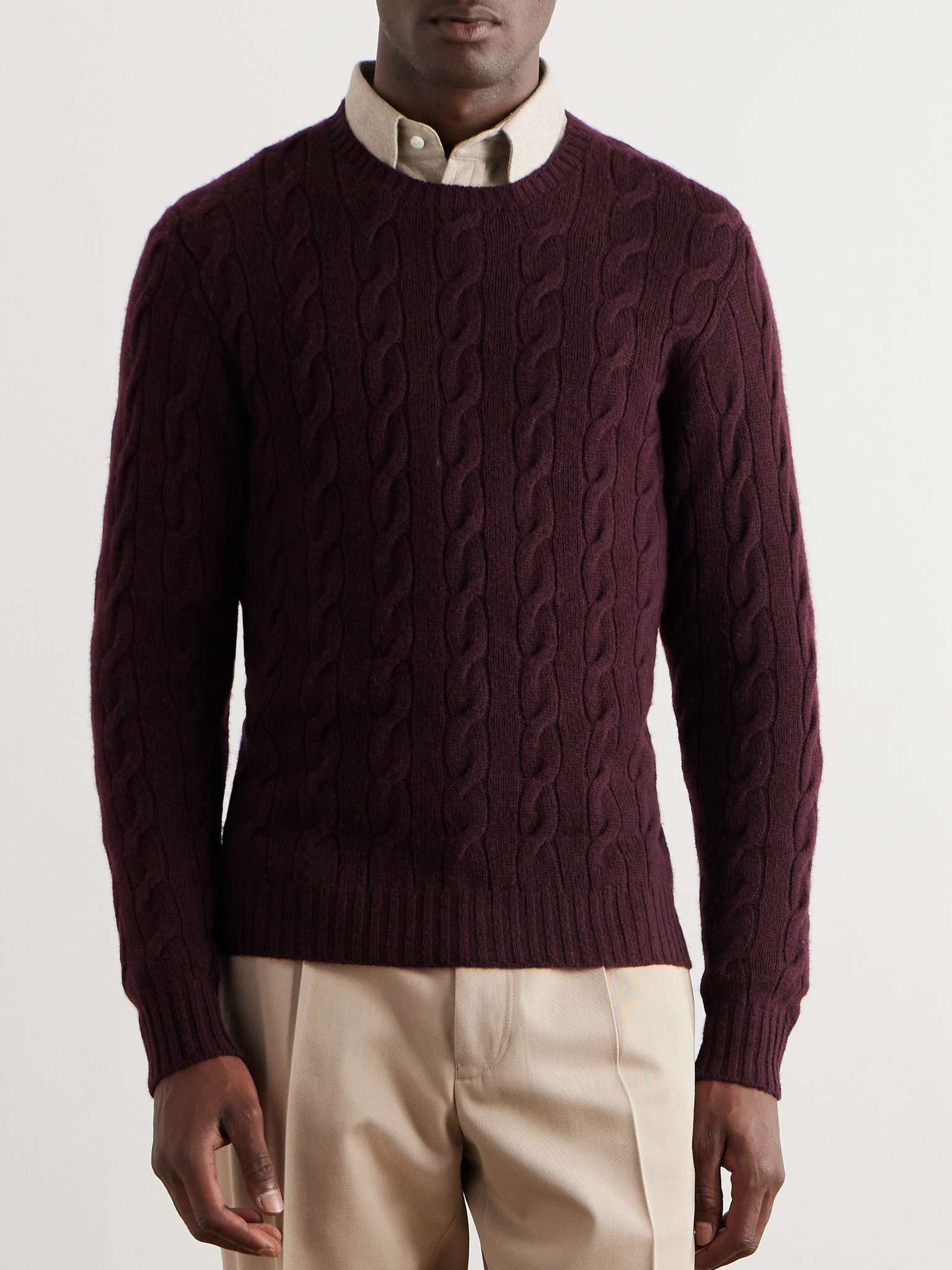 Slim-Fit Cable-Knit Cashmere Sweater - 3