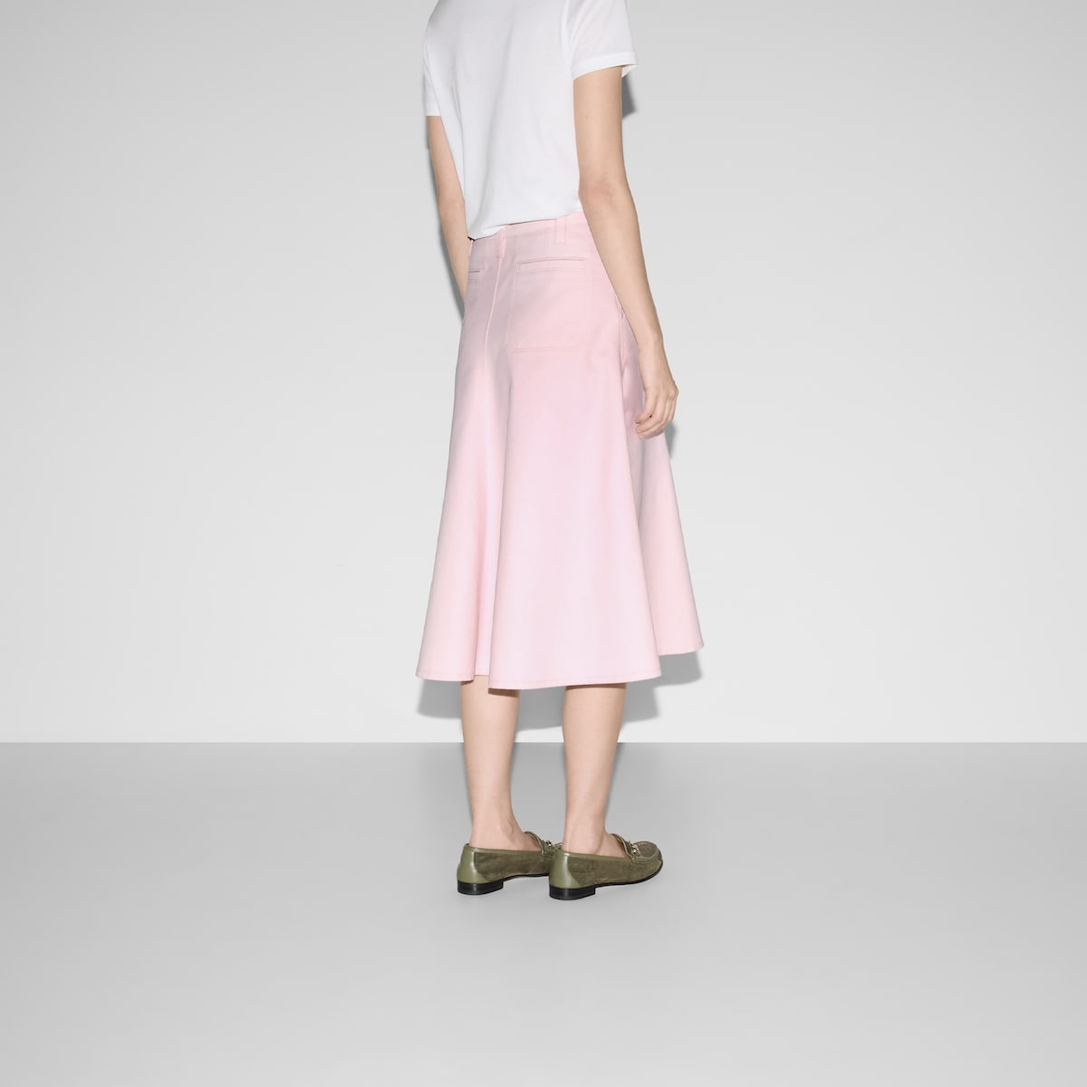 Embroidered cotton canvas delavé skirt - 4