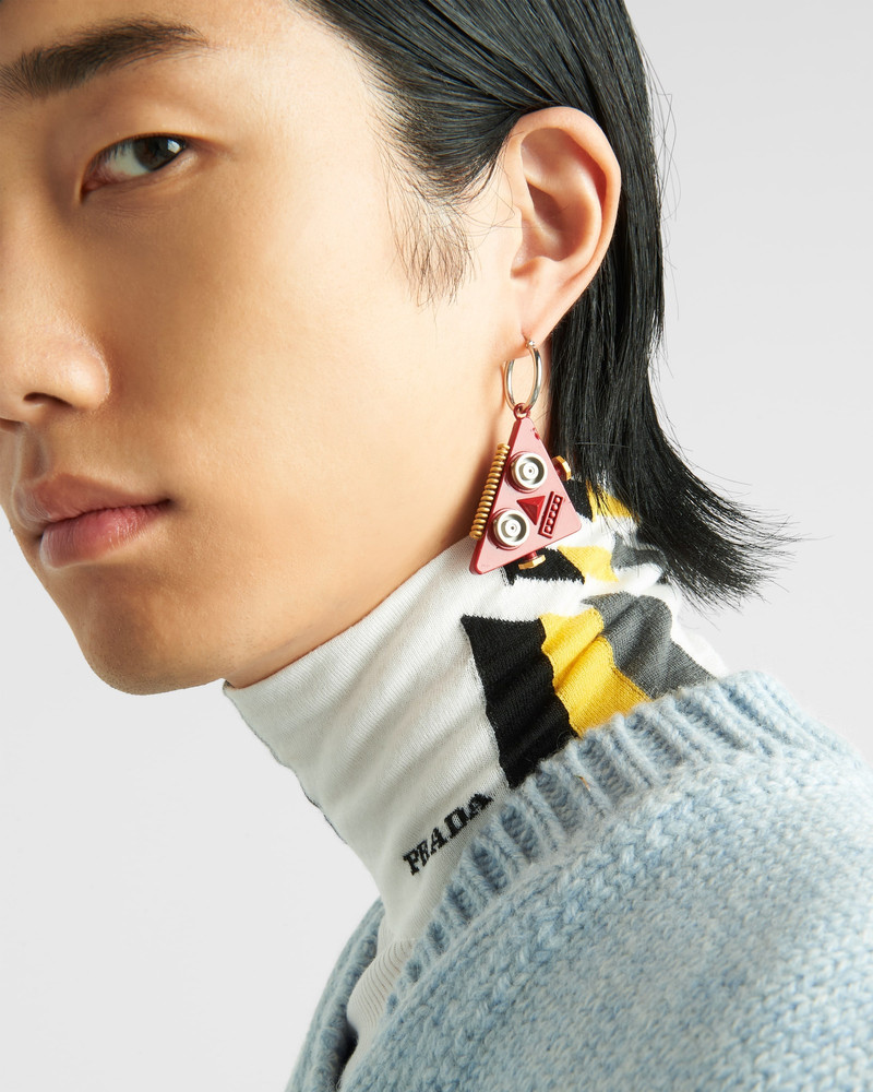 Prada Left earring with Robot Jewels pendant outlook