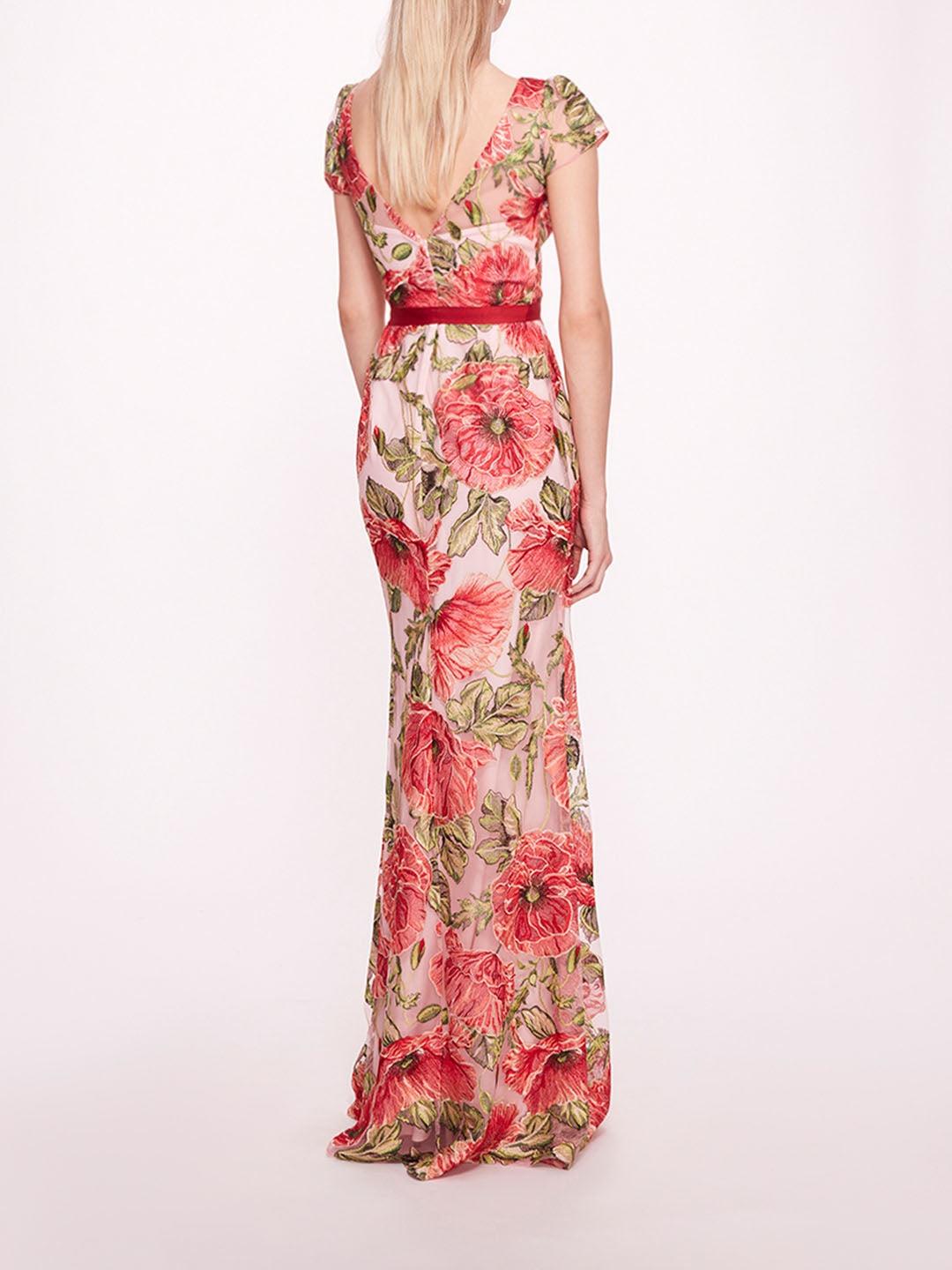 EMBROIDERED BOAT NECK GOWN - 2