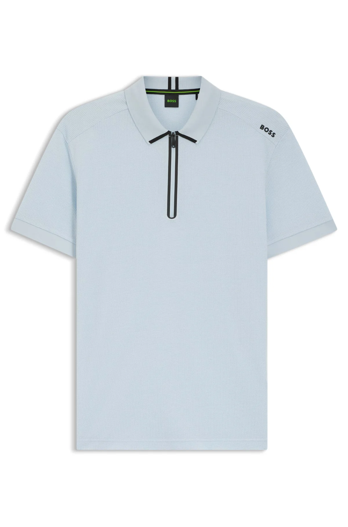 FRAMED-ZIP POLO SHIRT IN WAFFLE JACQUARD - 1