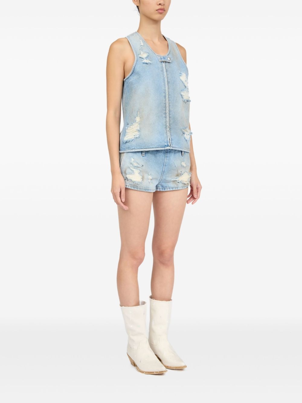 distressed effect waistcoat - 3