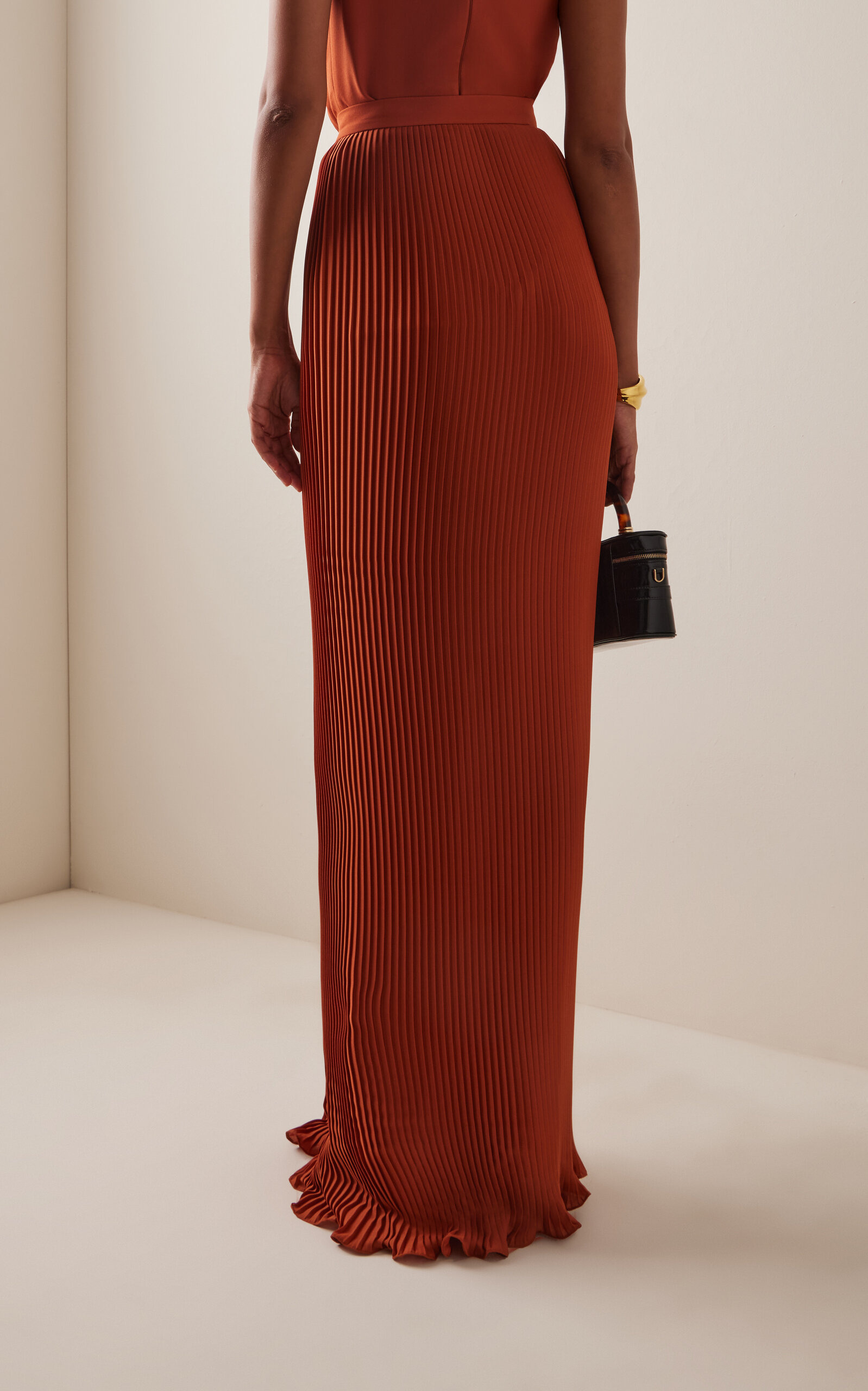 Plissé Chiffon Maxi Skirt orange - 4