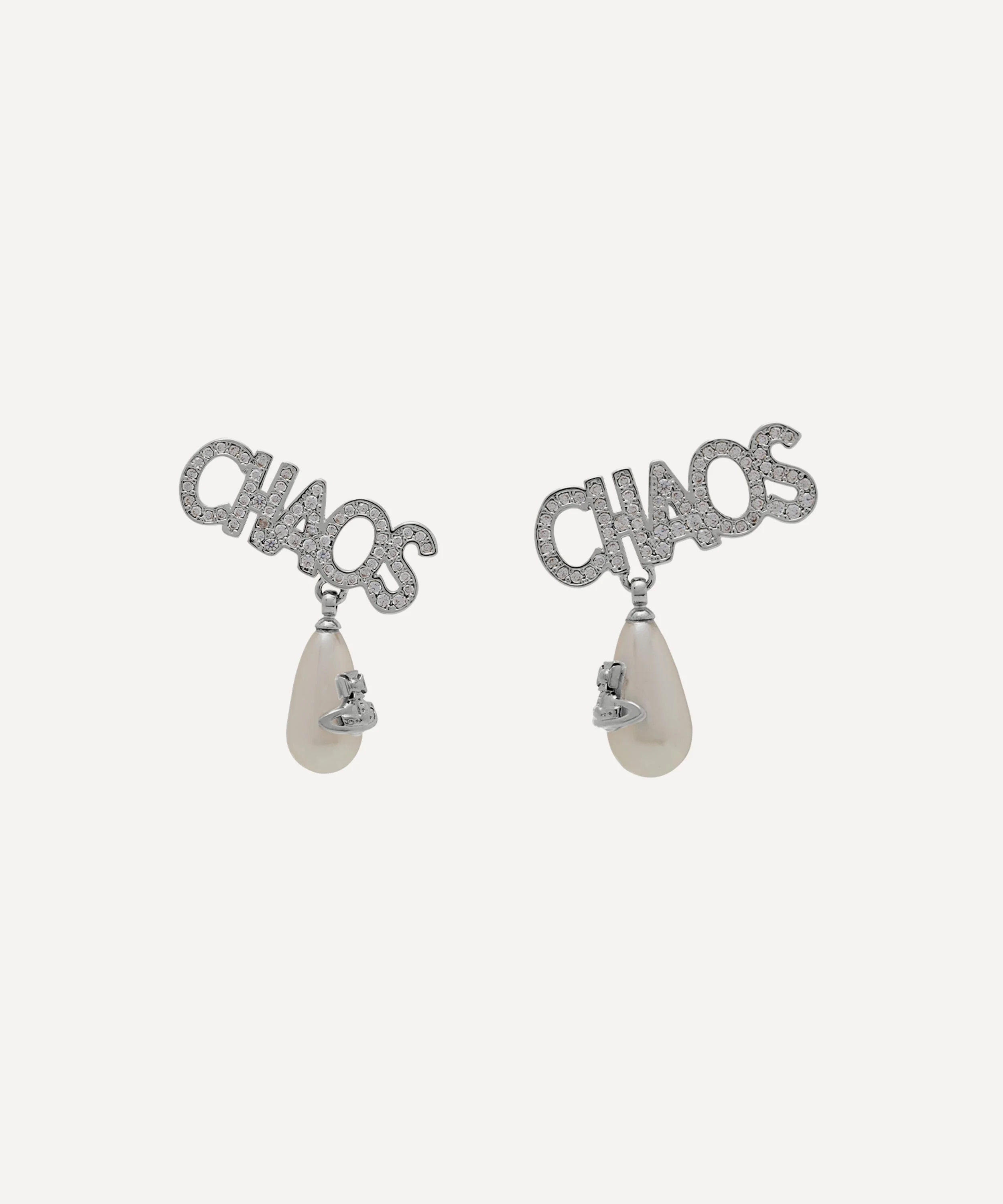 Silver-Tone Chaos Pearl Stud Earrings - 1