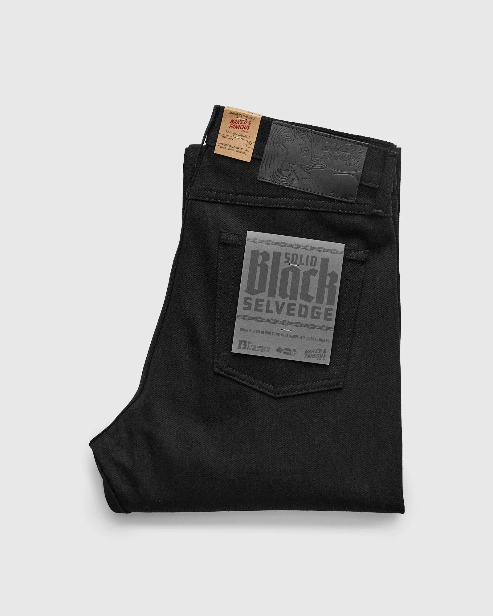 "Solid Black" 13oz Selvedge Denim - True Guy Fit - 1
