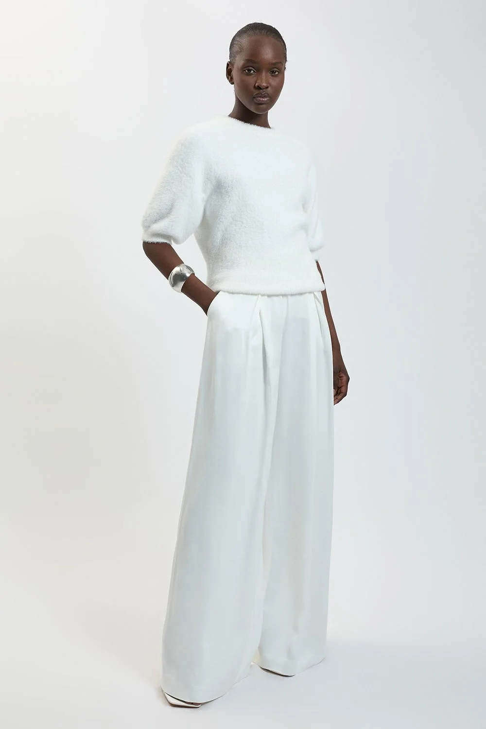 Luxury Fluffy Short Sleeve Knit Jumper - 1