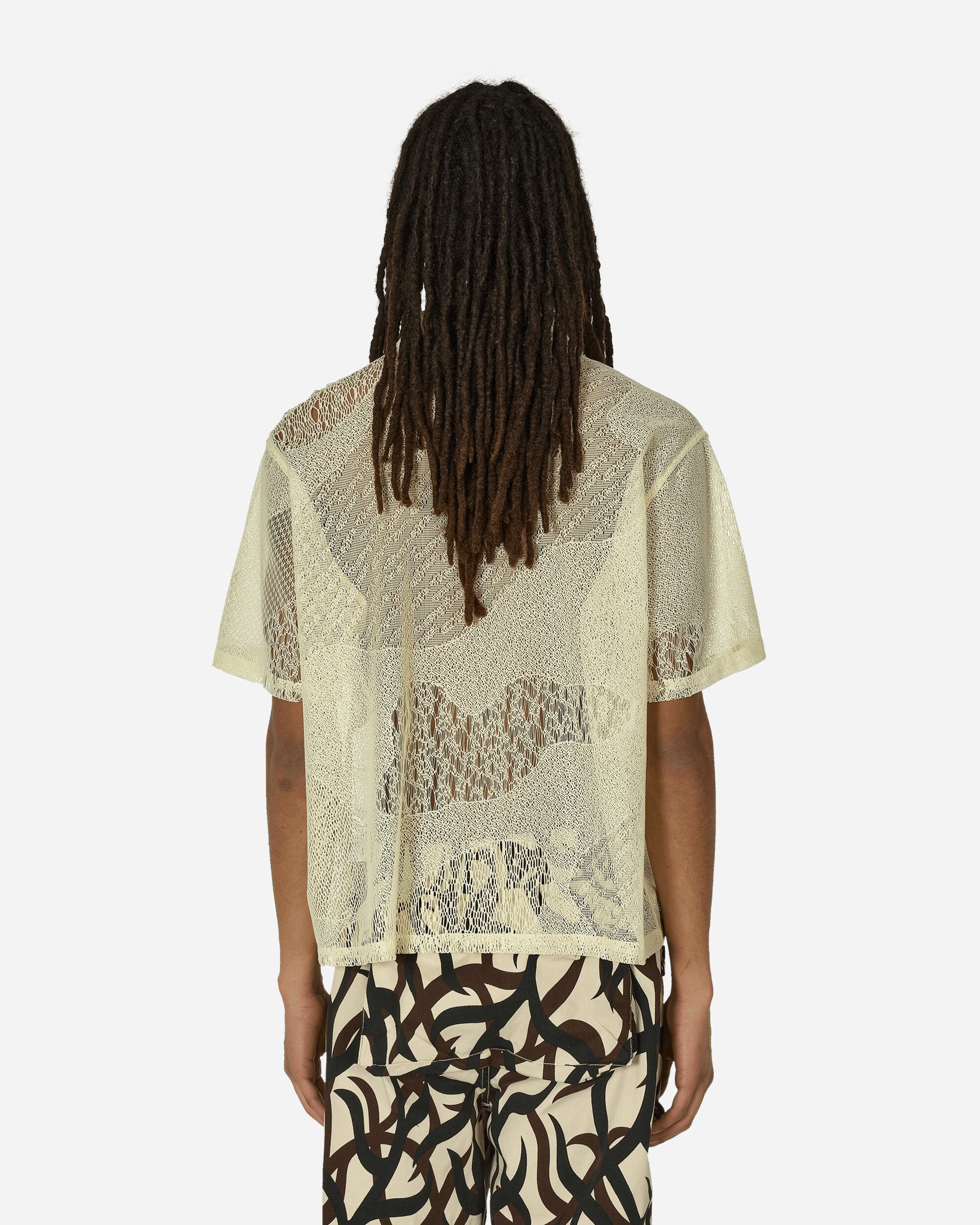 Tシャツ・カットソー BRAIN DEAD \"Engineered Mesh\" shirt (T11003735WH NATURAL) Engineered Mesh Short Sleeve Button Up - Natural – Brain Dead