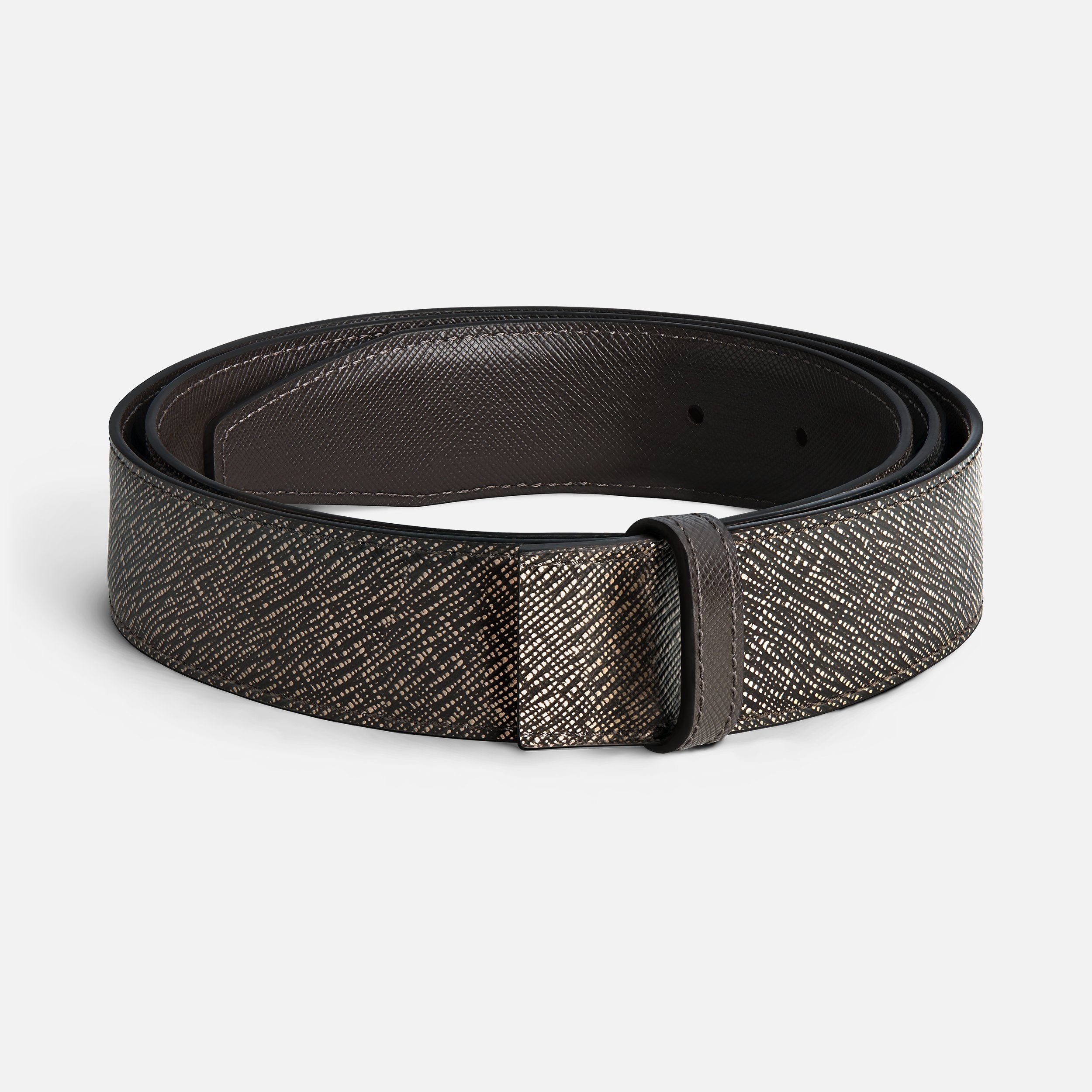Gravel/testa moro 35mm reversible leather strap - 1