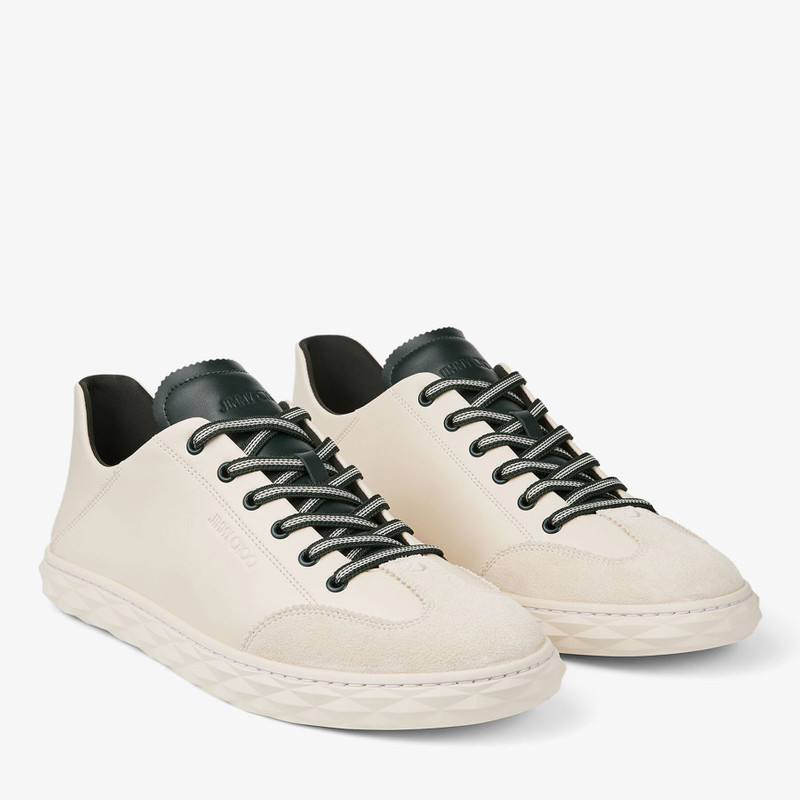 Diamond Flex M Latte and British Green Leather Mix Low Top Trainers 2