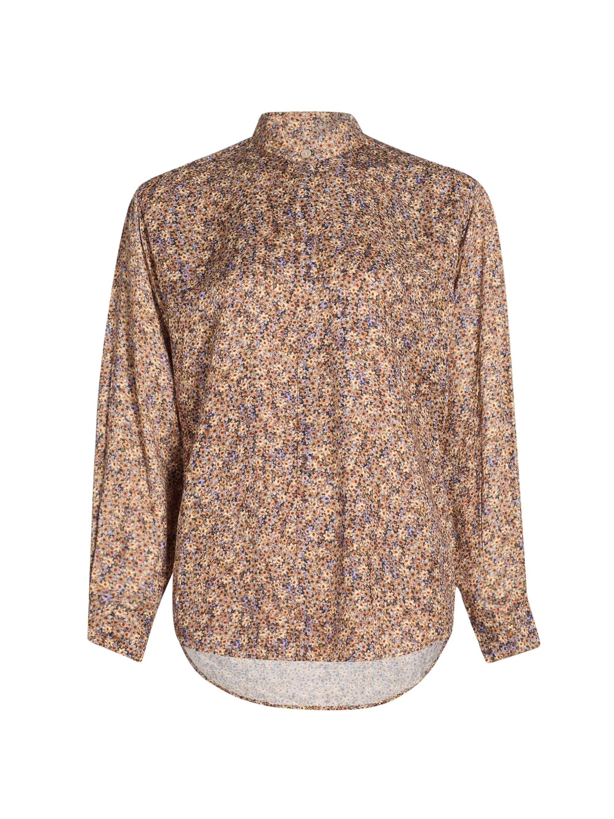 Women's Harlow Floral Silk-Blend Shirt - Ochre - 1