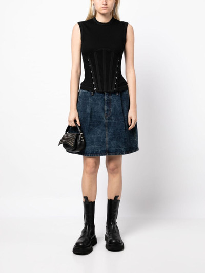 We11done mid-rise distressed denim skirt outlook
