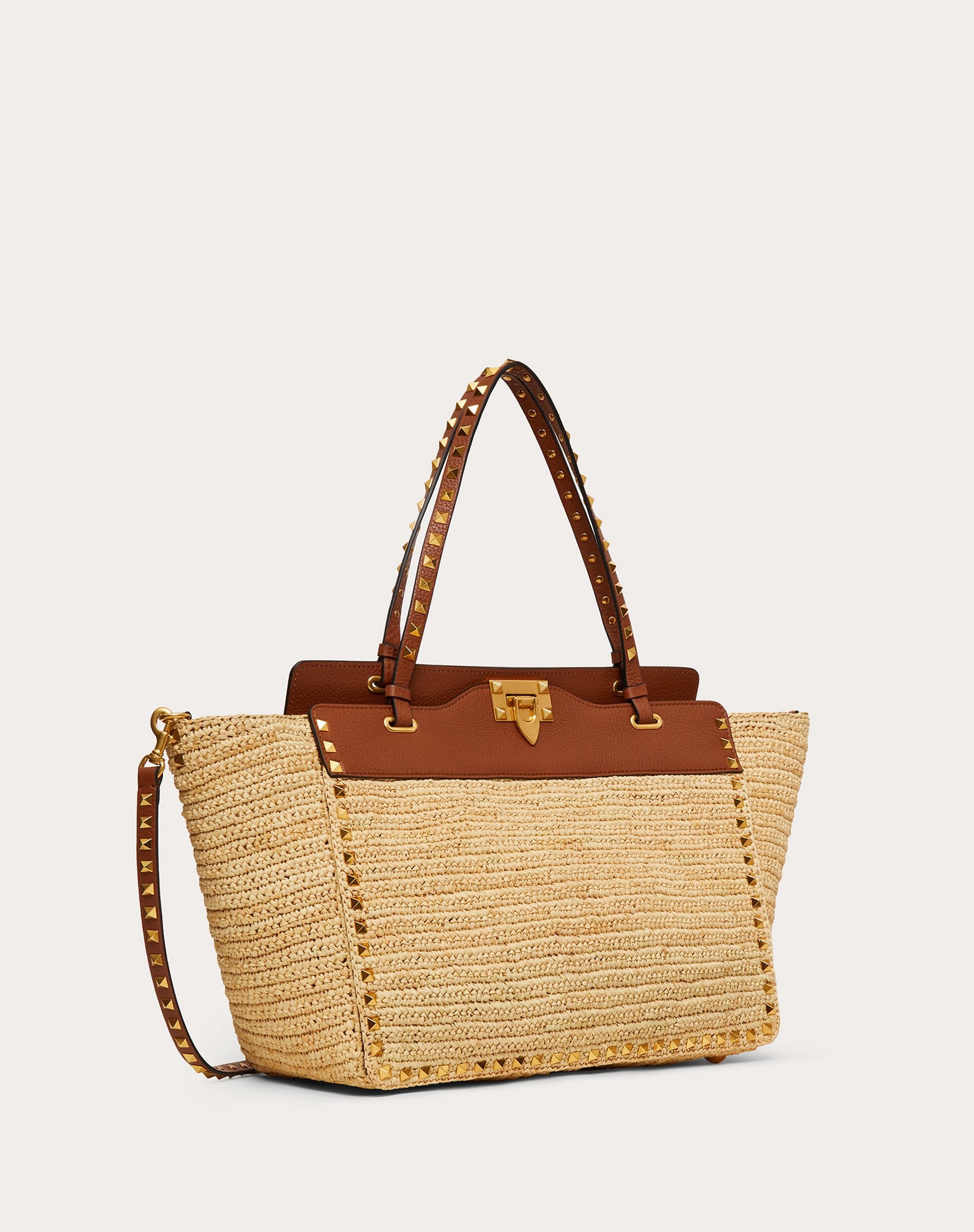 Medium Rockstud Bag in Crochet Raffia - 2