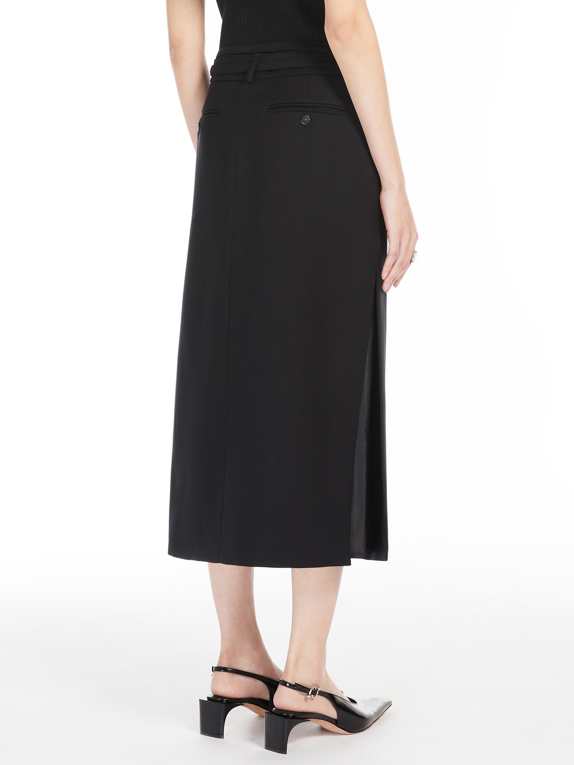 GARBO Calf-length skirt with a double-wrap belt - 4