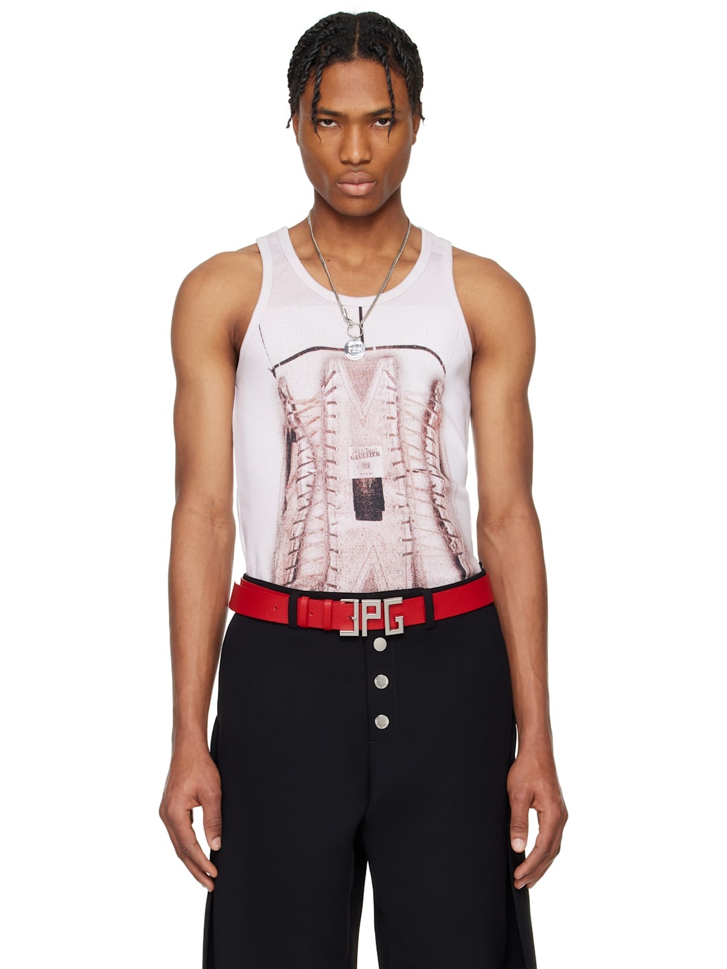 Pink 'The Corset Trompe-L'oeil' Tank Top - 1