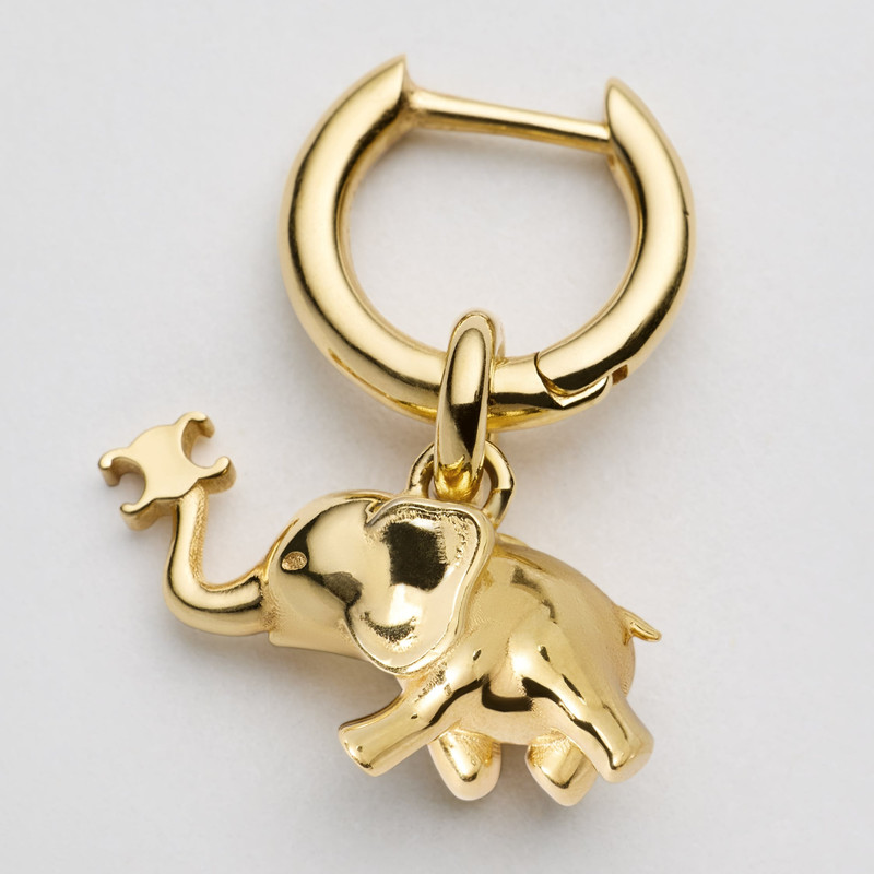 CELINE CHARMS ELEPHANT EARRING IN BRASS WITH GOLD FINISH 1