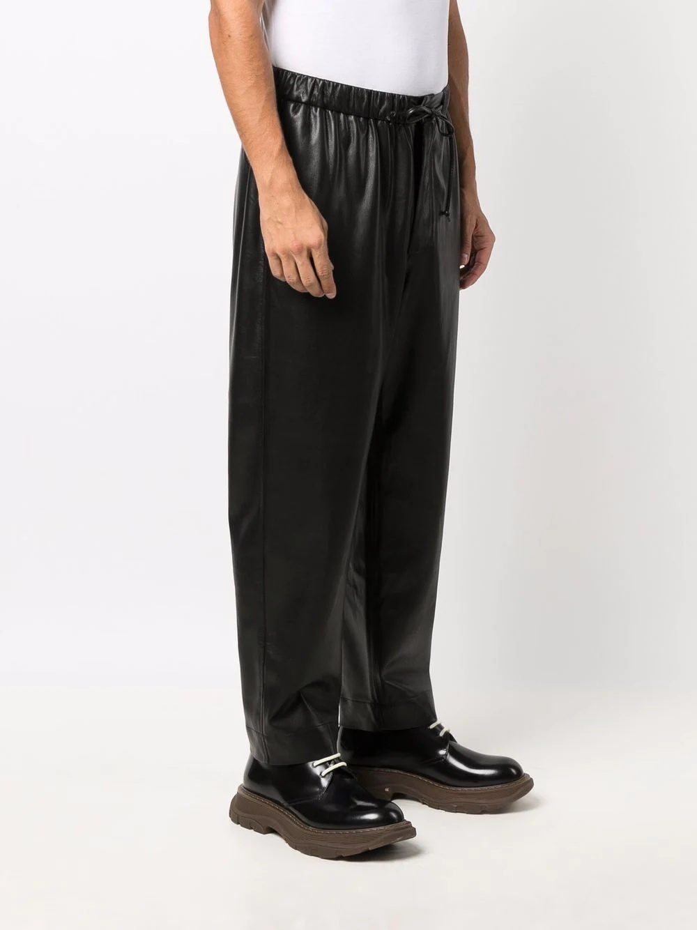 straight-leg vegan leather trousers - 3