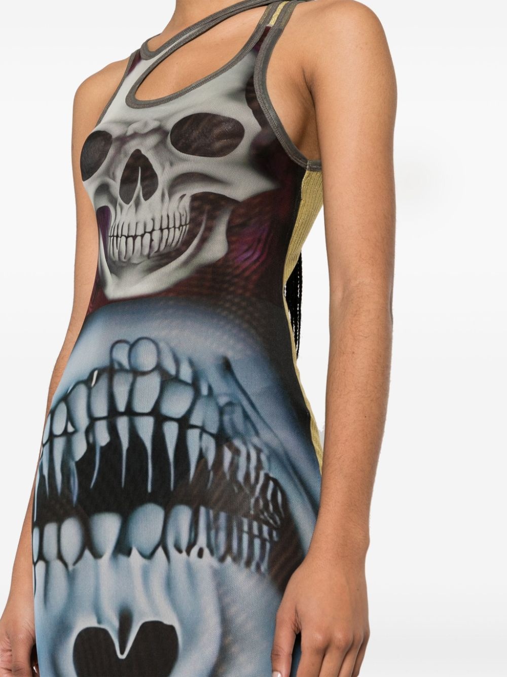 skull-print mesh dress - 5
