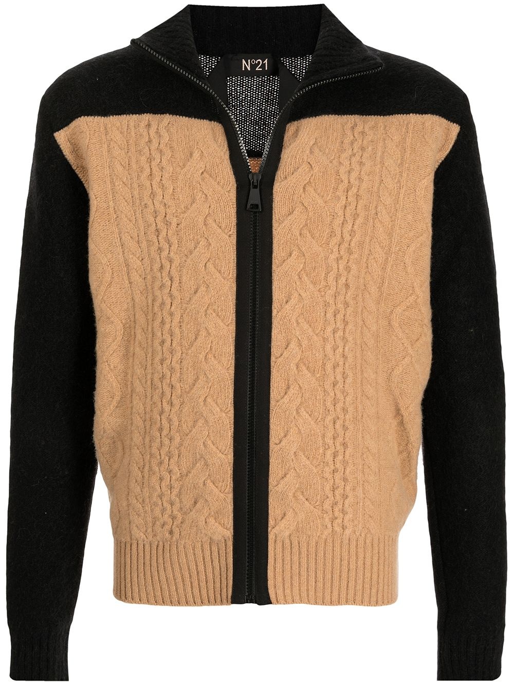 panelled cable-knit jumper - 1