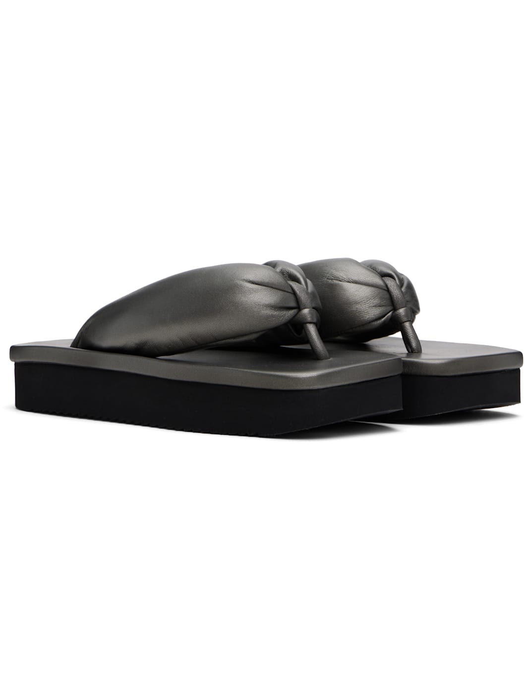 Gunmetal Hollywood Peached Lambskin Flip-Flops - 4