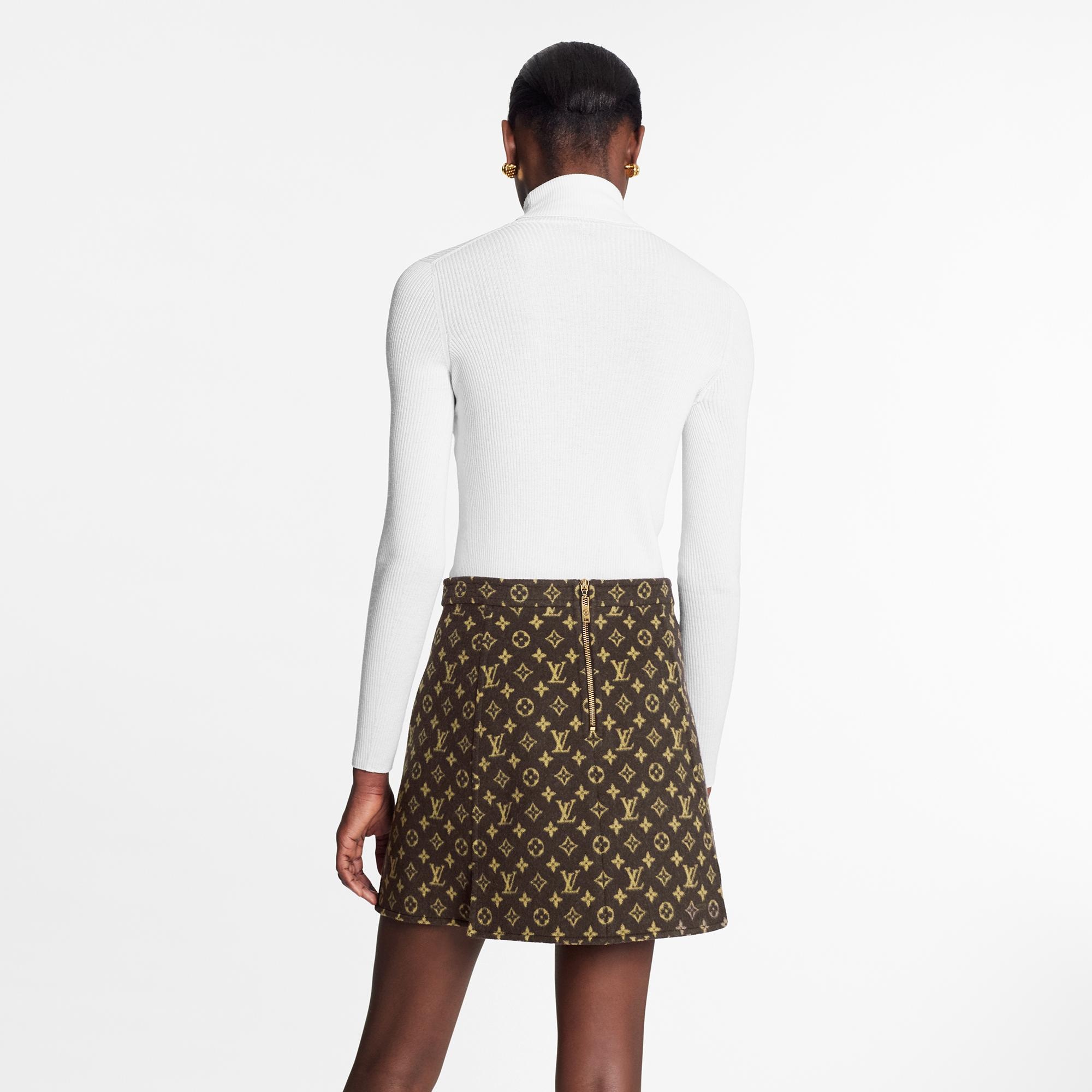 Monogram A-Line Wool Silk Mini Skirt - 3