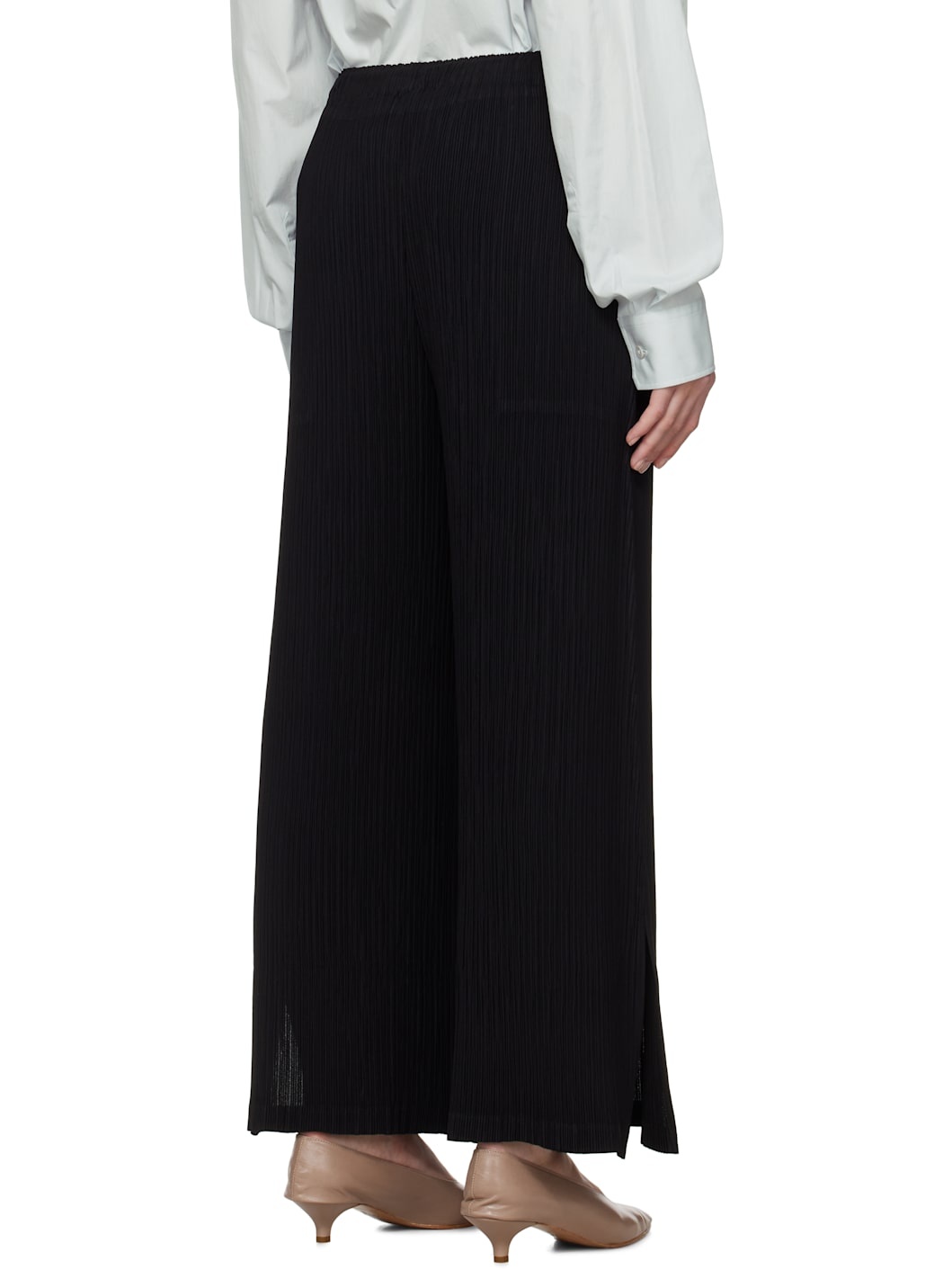 Black Hatching Bottoms Trousers - 3