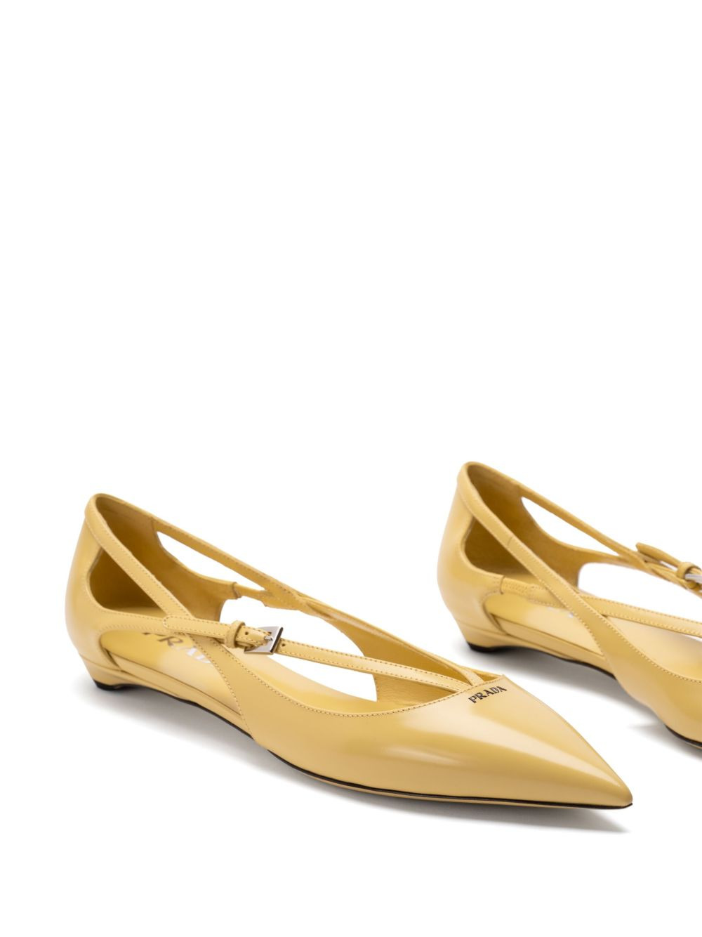 brushed-leather cut-out ballerina shoes - 2