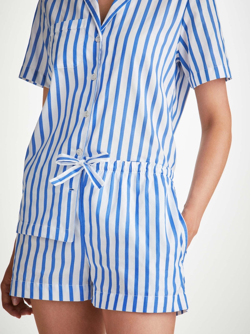 Women's Short Pyjamas Capri 23 Cotton Batiste Blue - 5