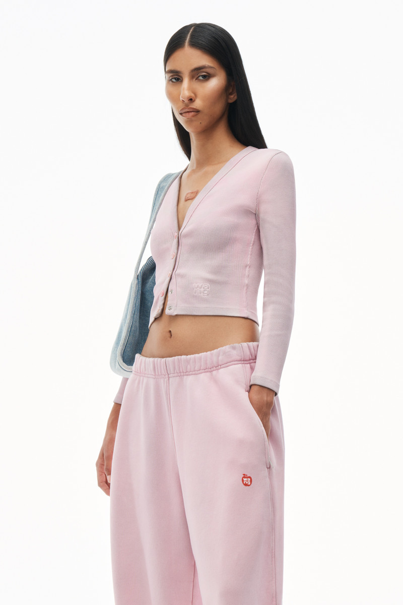 Alexander Wang Logo Embossed Cropped V-Neck Cardigan outlook