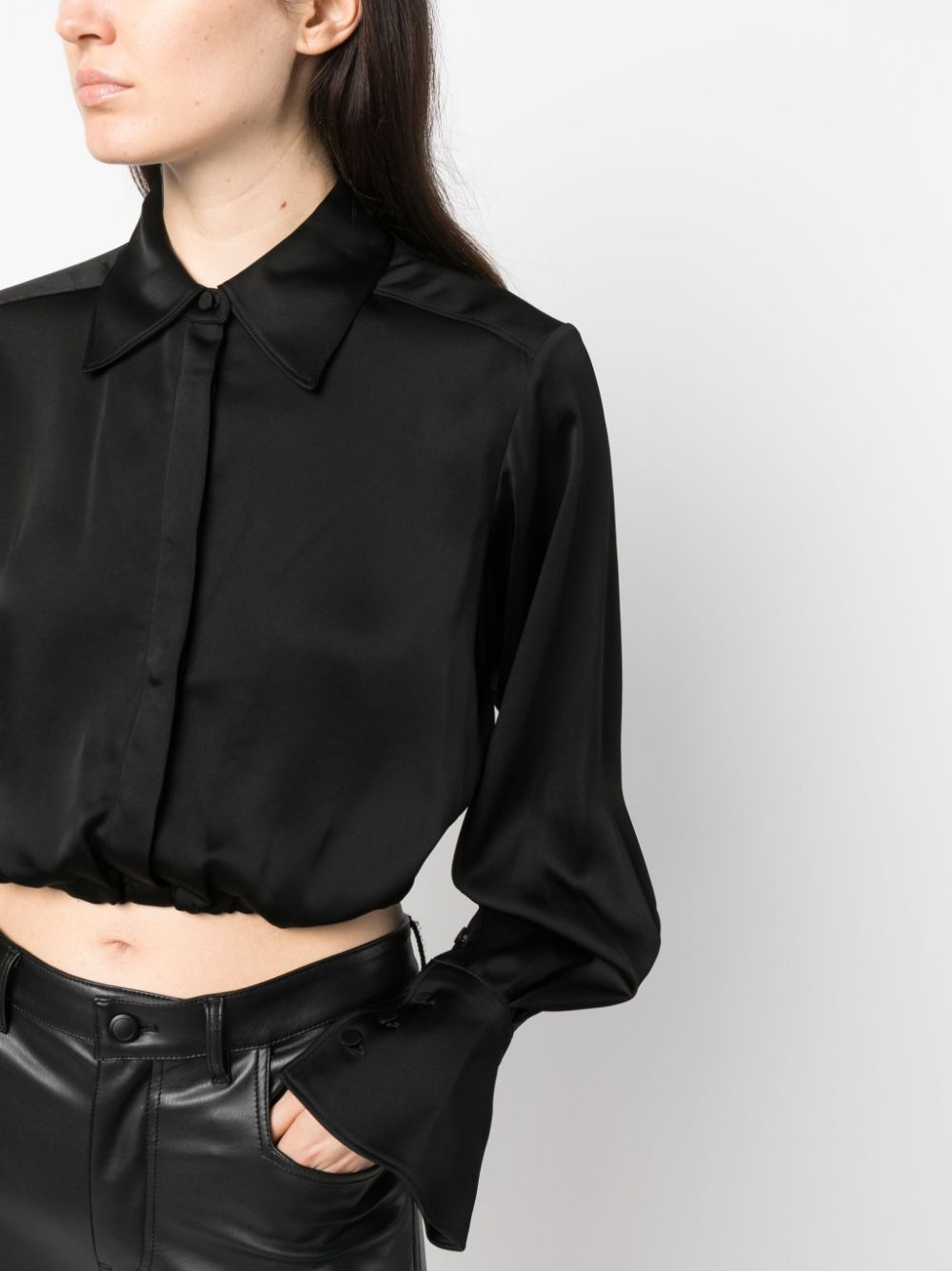 cropped satin shirt - 5