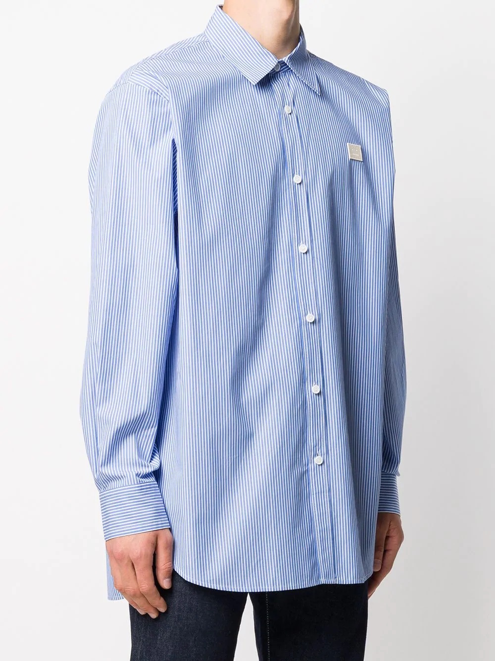 logo-patch vertical-stripe shirt - 4