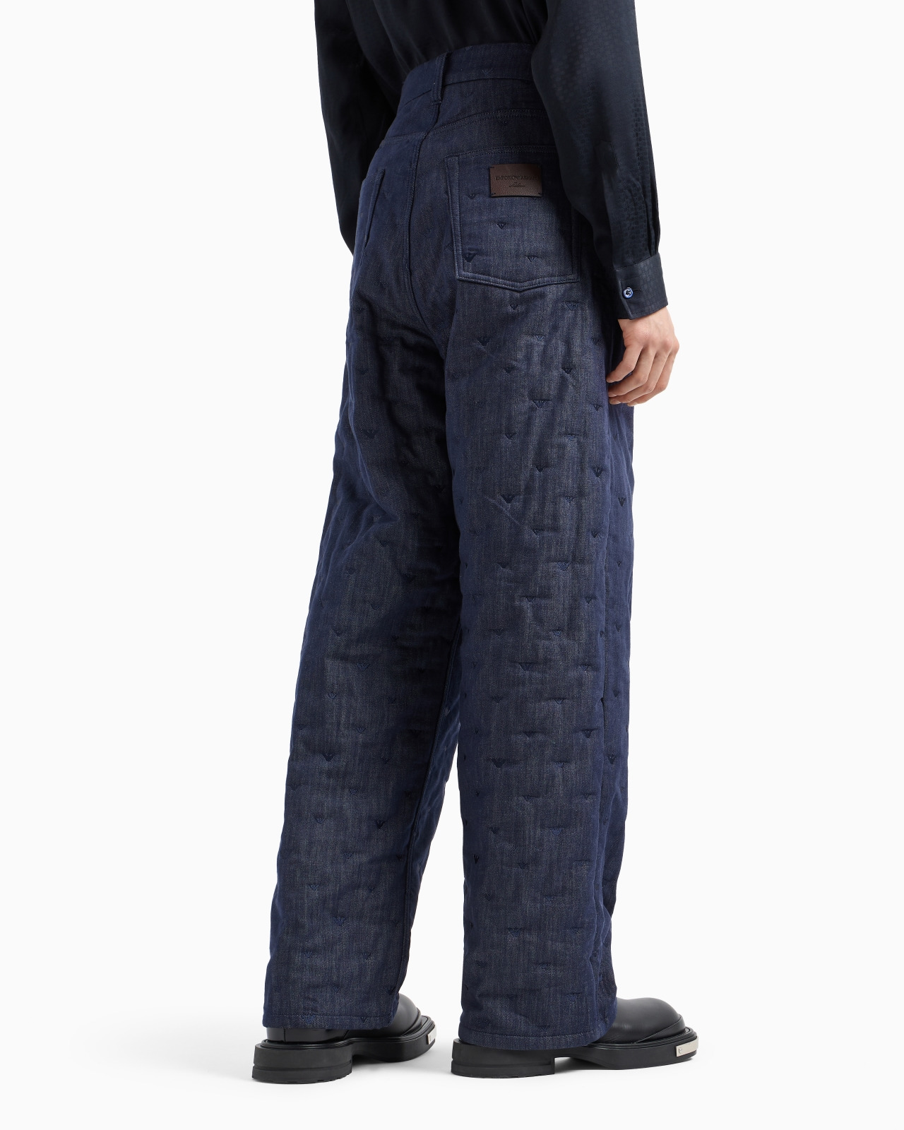 DENIM JEANS WITH ALL-OVER MICRO-EAGLE EMBROIDERY - 3