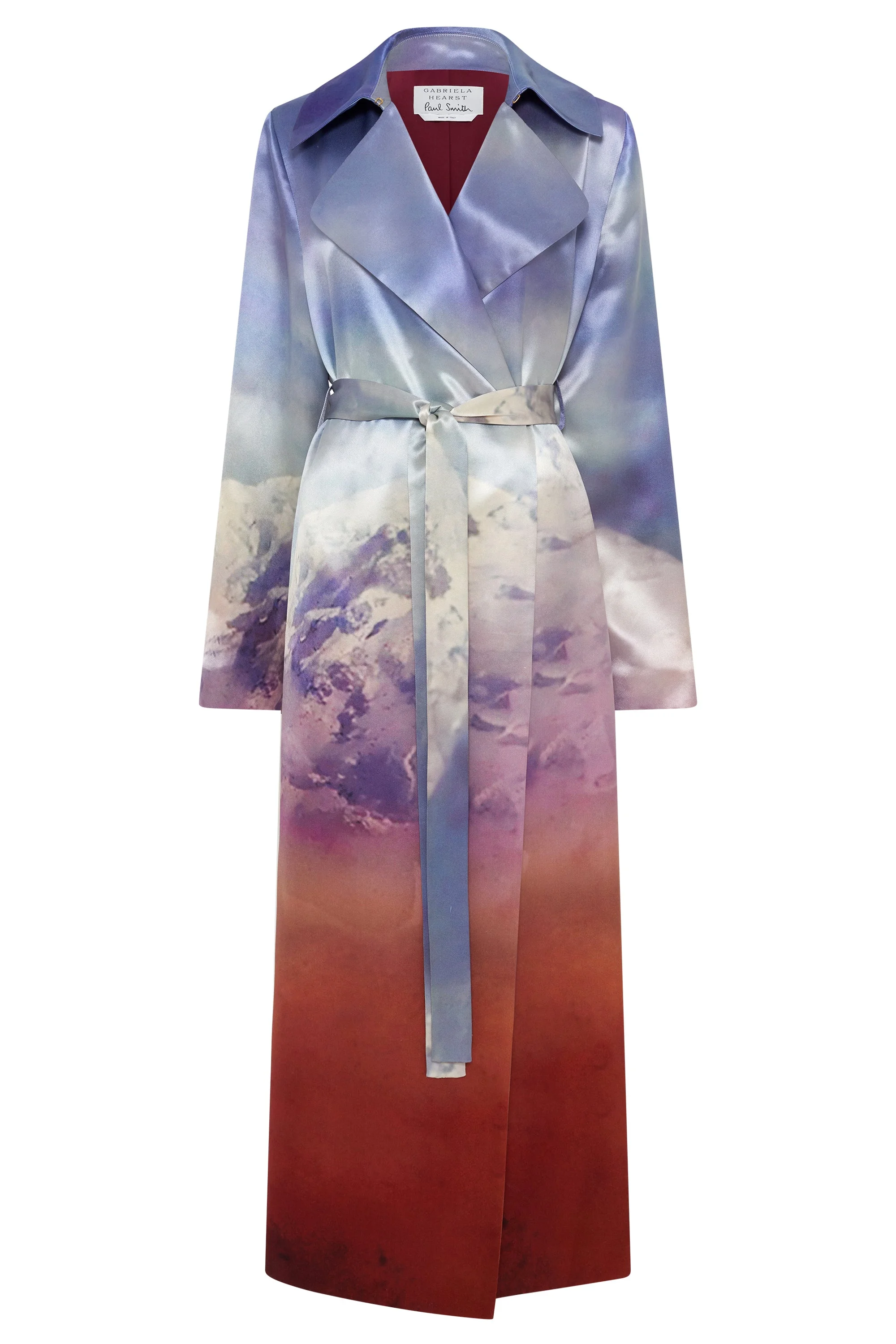 Lyra Trench Coat in Mountain Printed Satin Silk Twill - 1