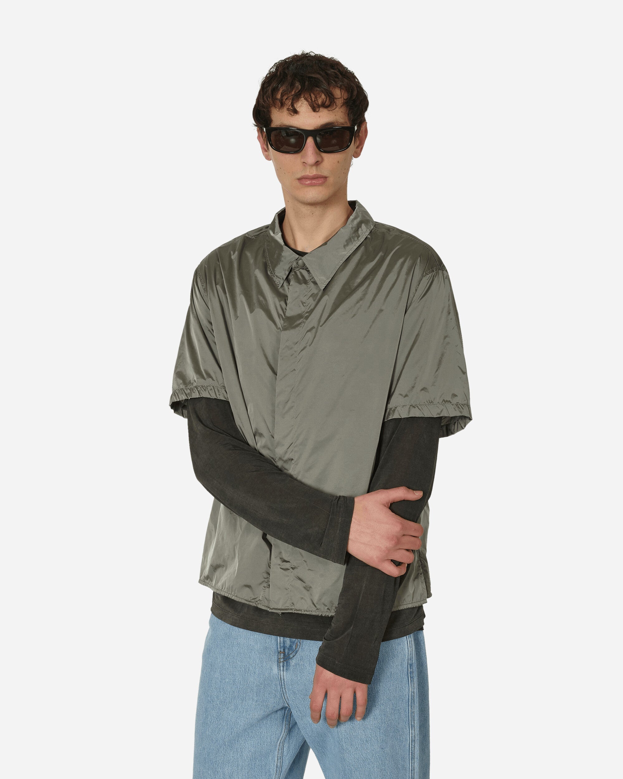 Nylon Short Sleeve Shirt Grey - 1