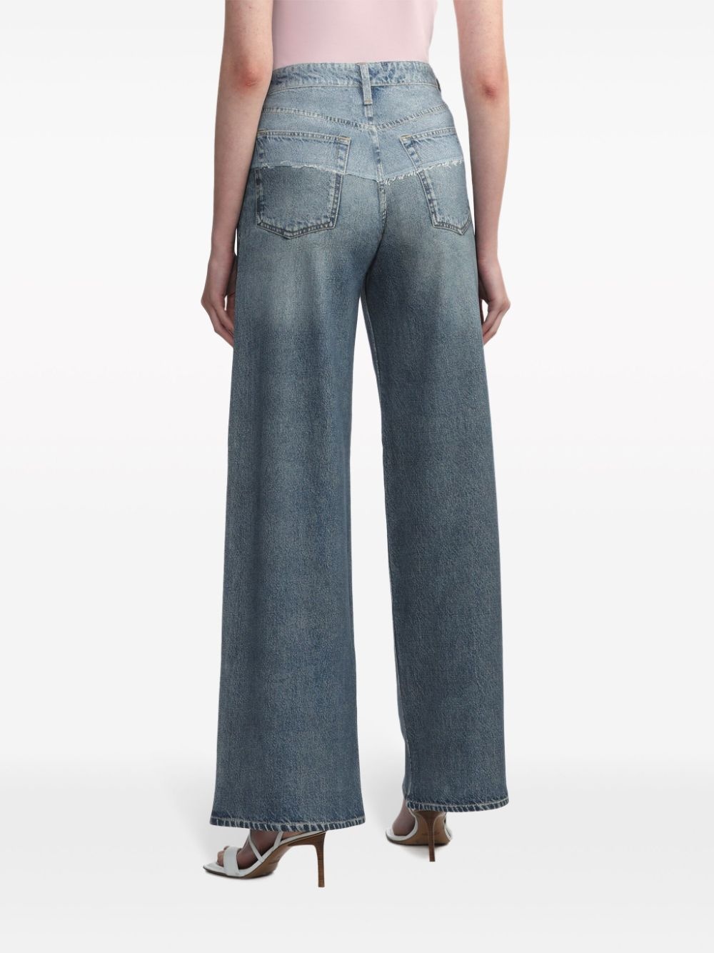 panelled two-tone wide-leg jeans - 4
