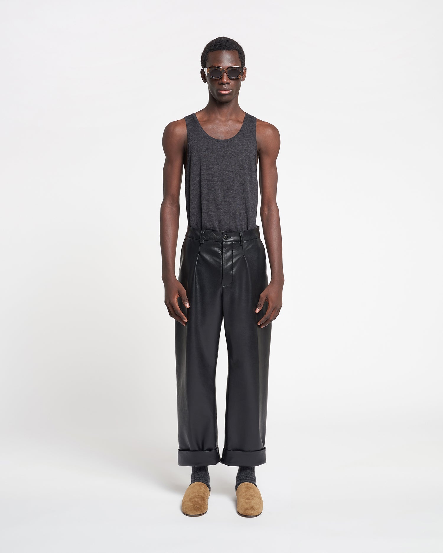 Regenerated Leather Tapered Pants - 3