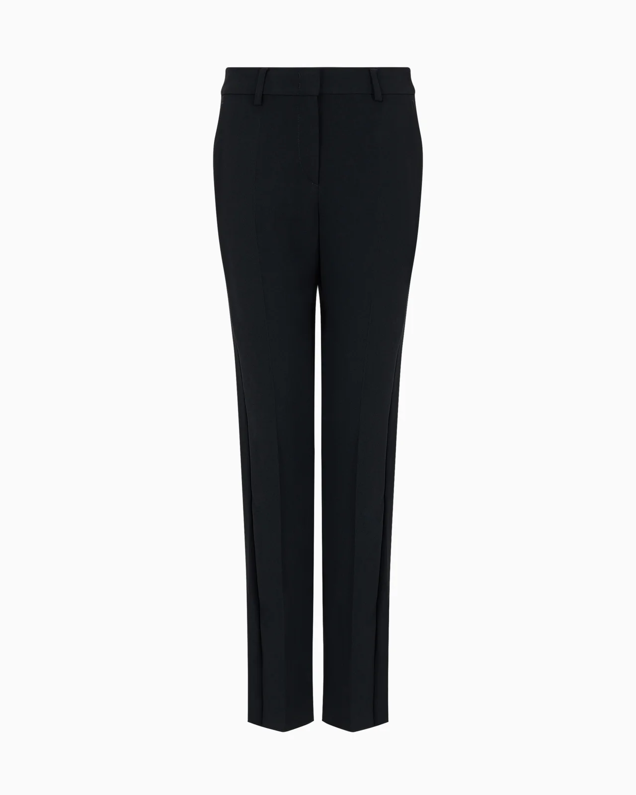 CADY CRÊPE TROUSERS WITH BELT LOOPS AND RIB - 1