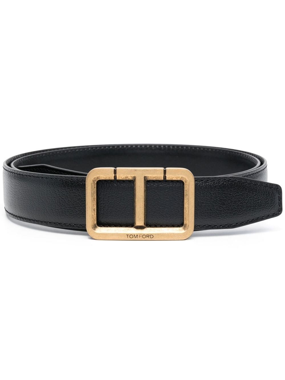 logo-buckle leather belt - 1