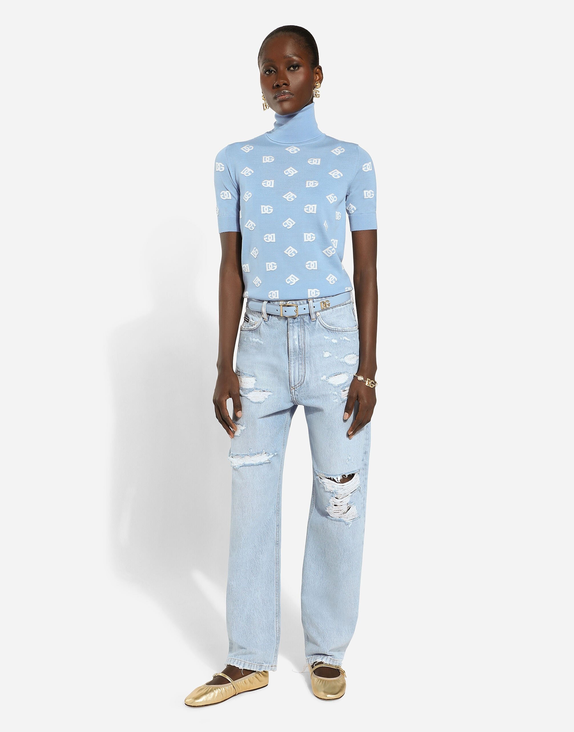 Cotton denim boyfriend jeans with rips - 2