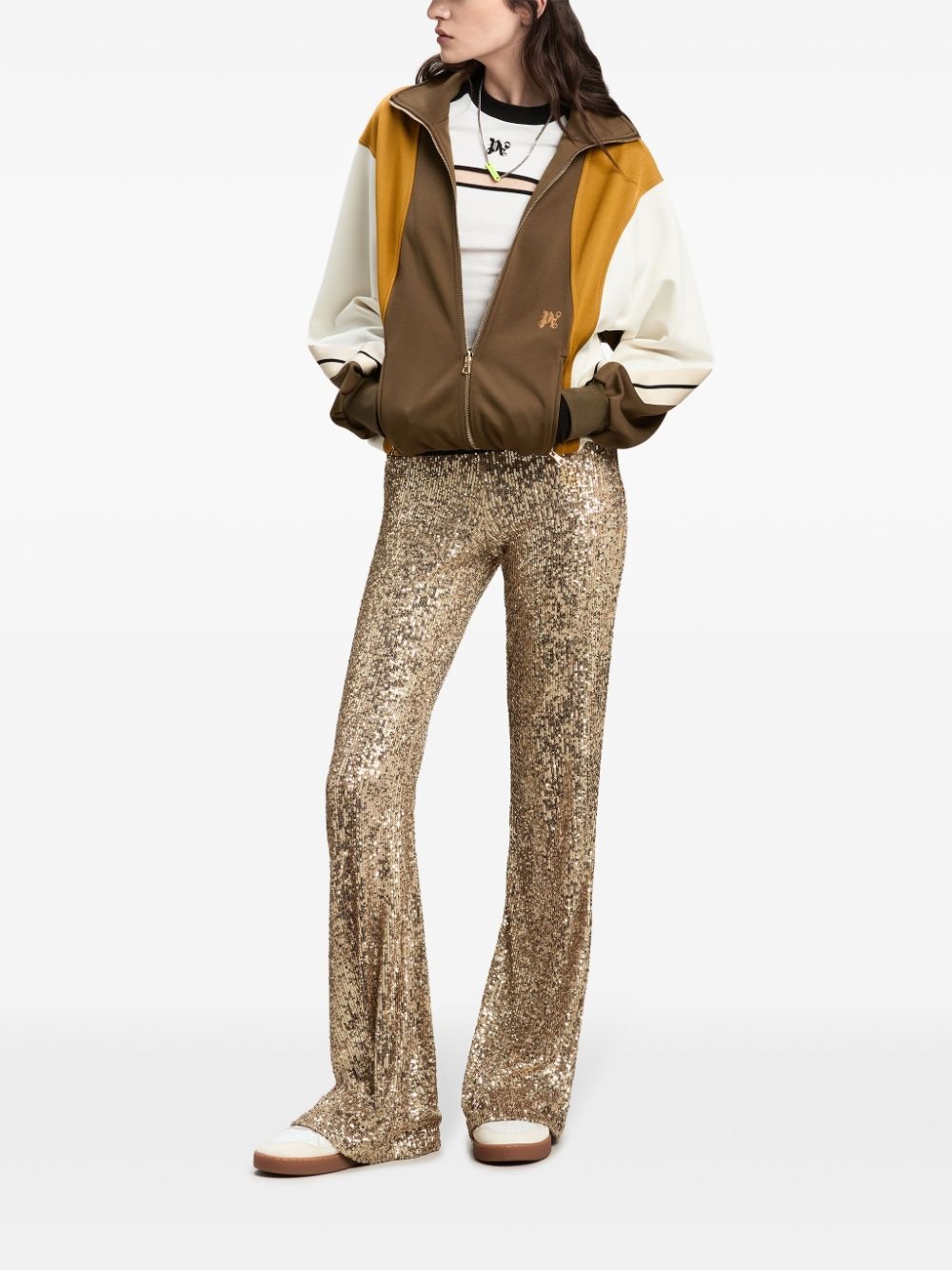 sequin-design flared trousers - 2