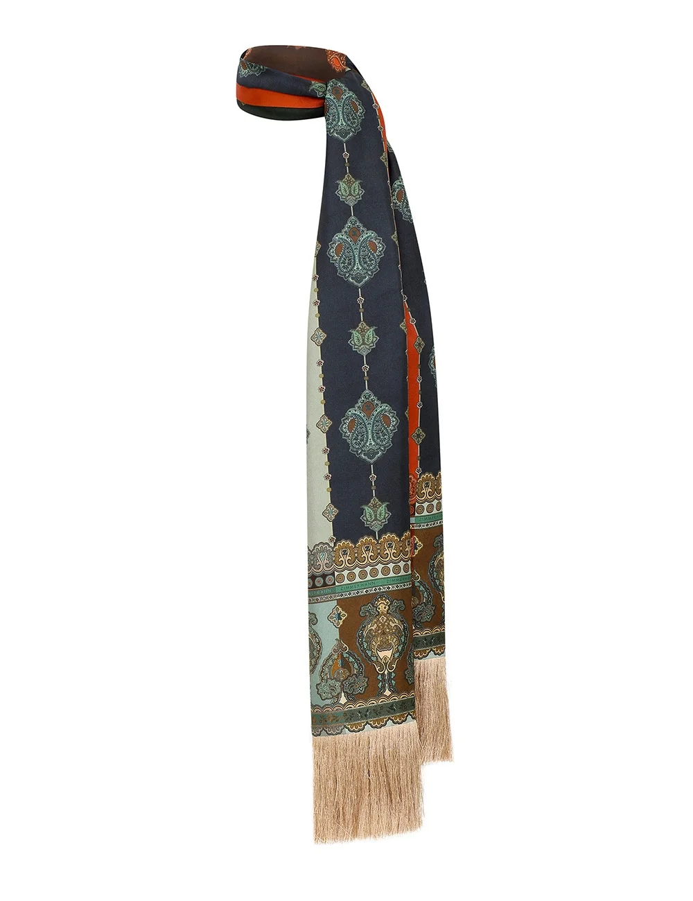 PRINTED SILK FRINGE STOLE - 1