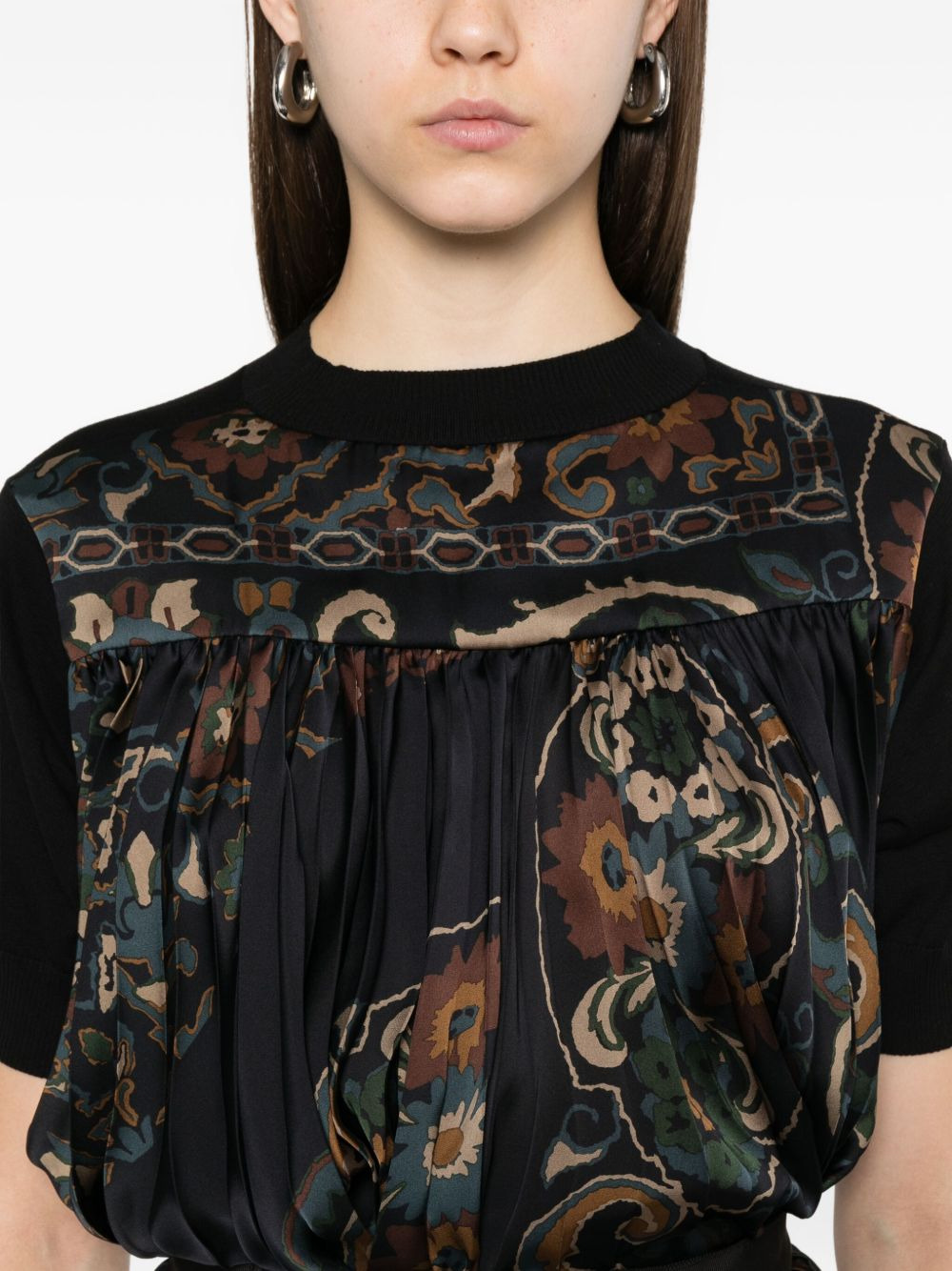pleated floral print top - 5