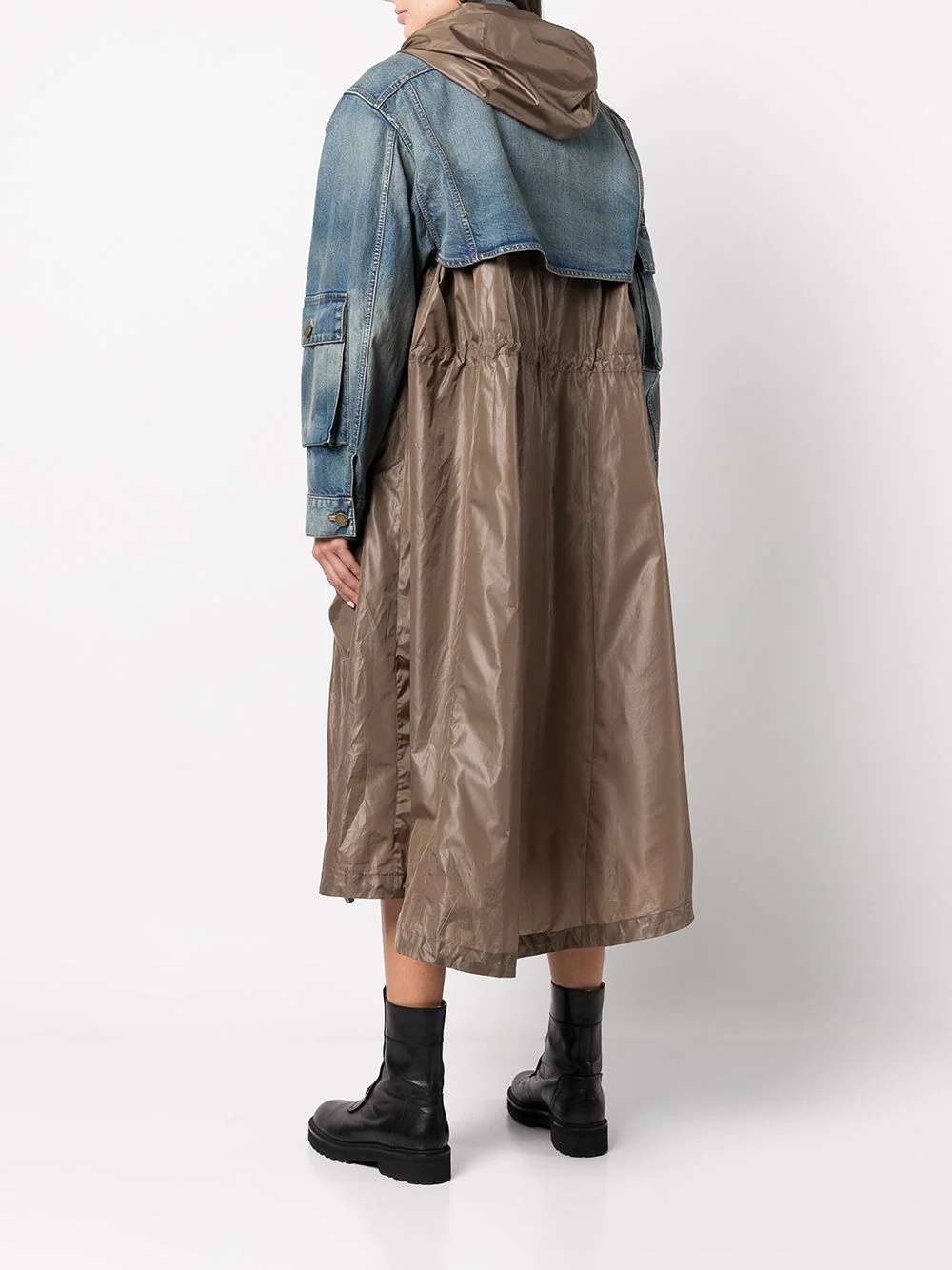 layered-look panelled midi coat - 4