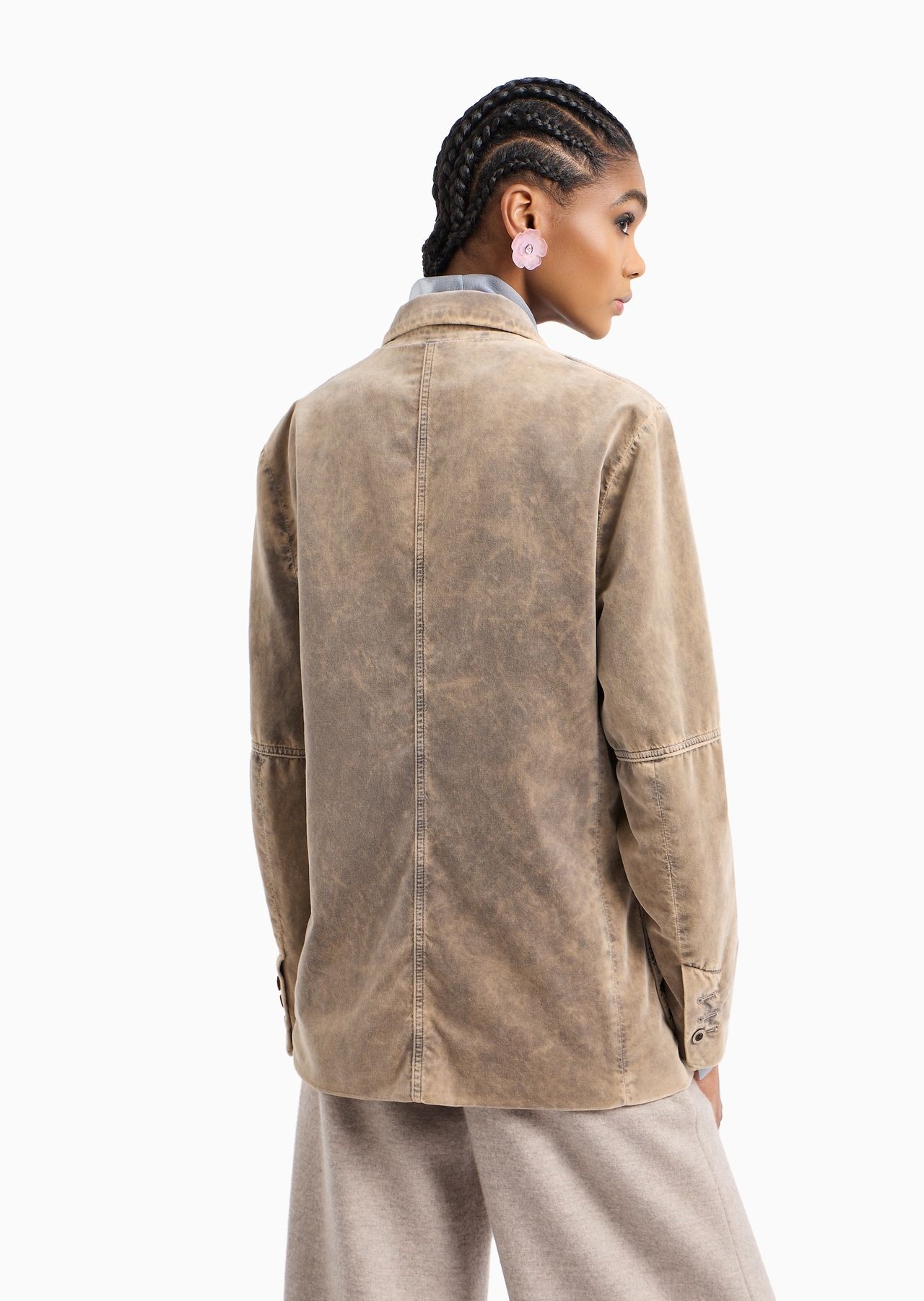 Single-breasted jacket in cotton velvet - 3