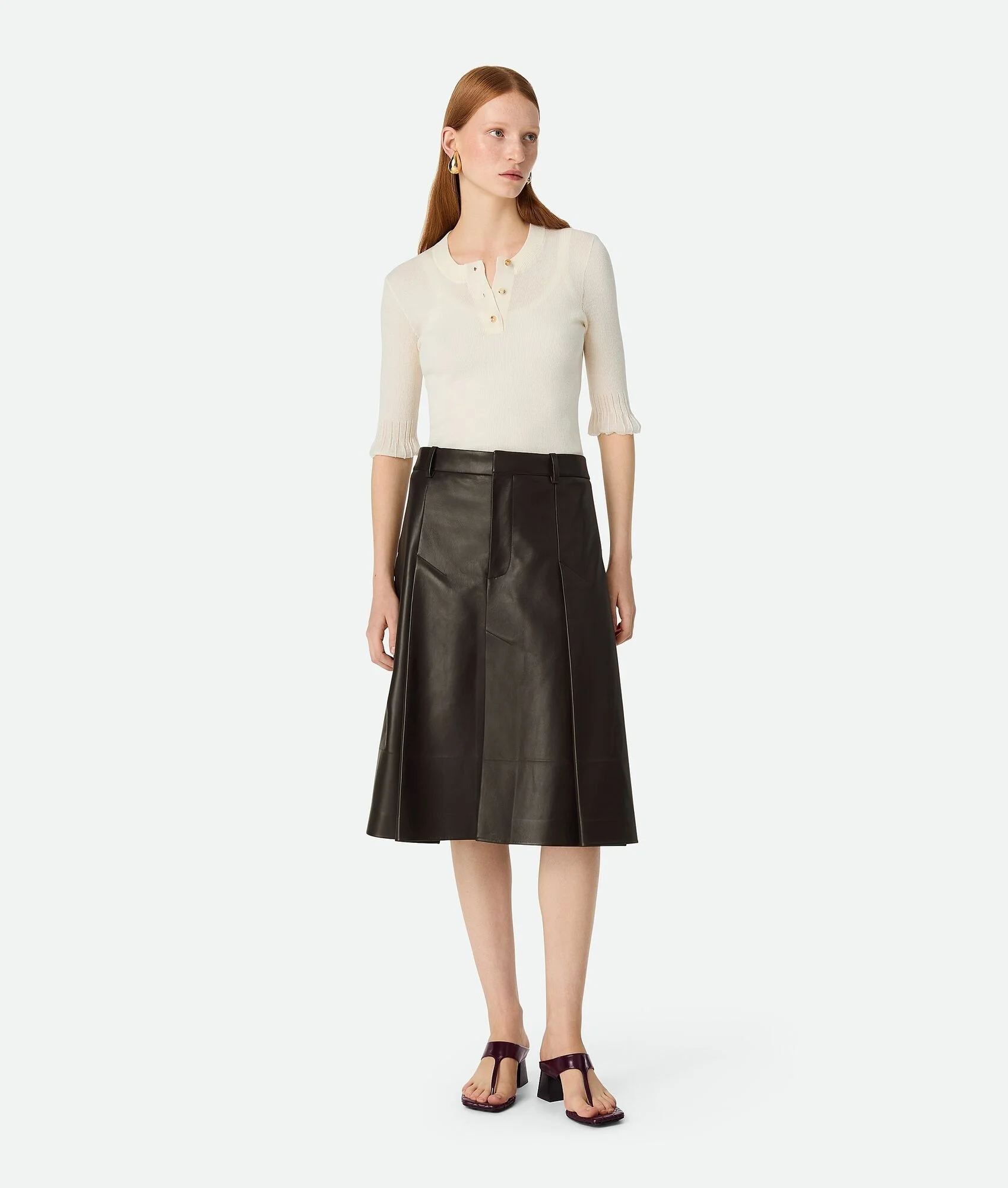 Leather Pleated Skirt - 1